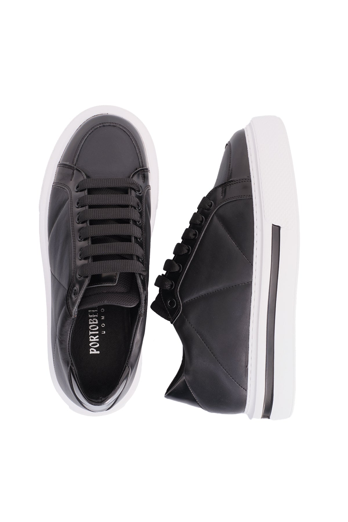 ΑΝΔΡΙΚΑ ΠΑΠΟΥΤΣΙΑ SNEAKERS ΜΑΥΡΑ ΜΕ ΧΟΝΤΡΗ ΣΟΛΑ PORTOBELLO'S