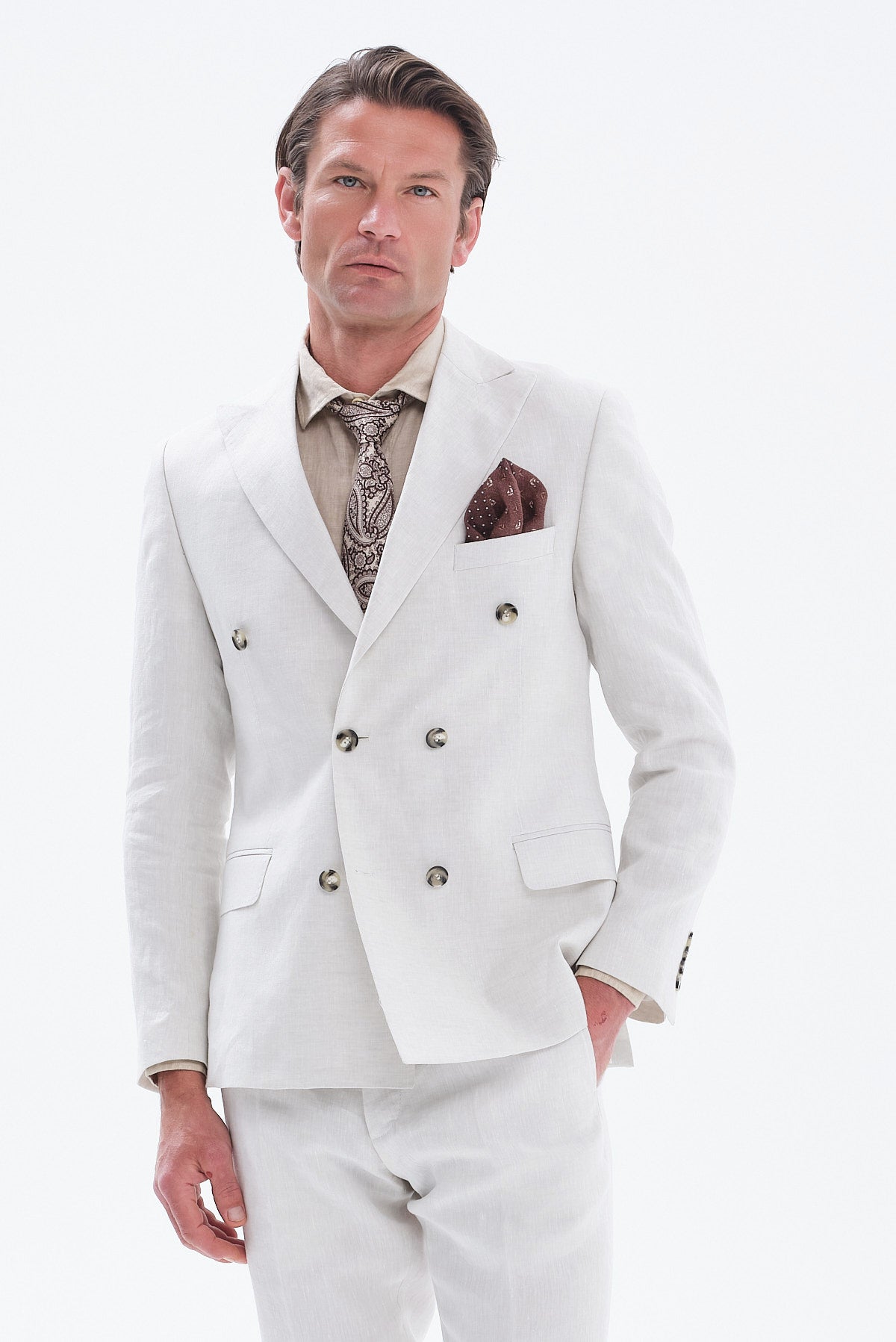 ΑΝΔΡΙΚΟ ΛΙΝΟ ΣΤΑΥΡΩΤΟ ΣΑΚΑΚΙ PORTOBELLO'S REGULAR FIT ΣΤΗΝ ΑΠΟΧΡΩΣΗ ΤΟΥ ΠΑΓΟΥ ΚΑΙ ΥΦΑΣΜΑ SONDRIO