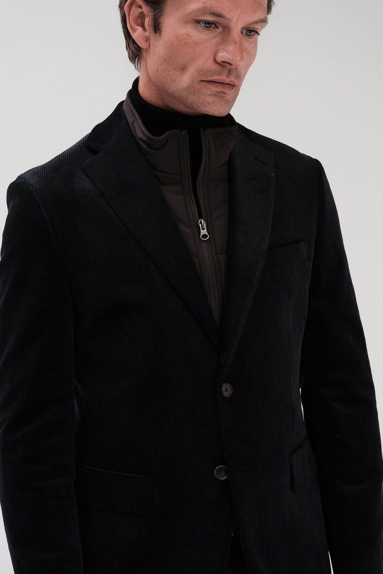 ΑΝΔΡΙΚΟ ΜΠΛΕ ΚΟΤΛΕ ΣΑΚΑΚΙ PORTOBELLO'S ΜΕ ΑΠΟΣΠΩΜΕΝΗ ΜΟΣΤΡΑ SLIM FIT