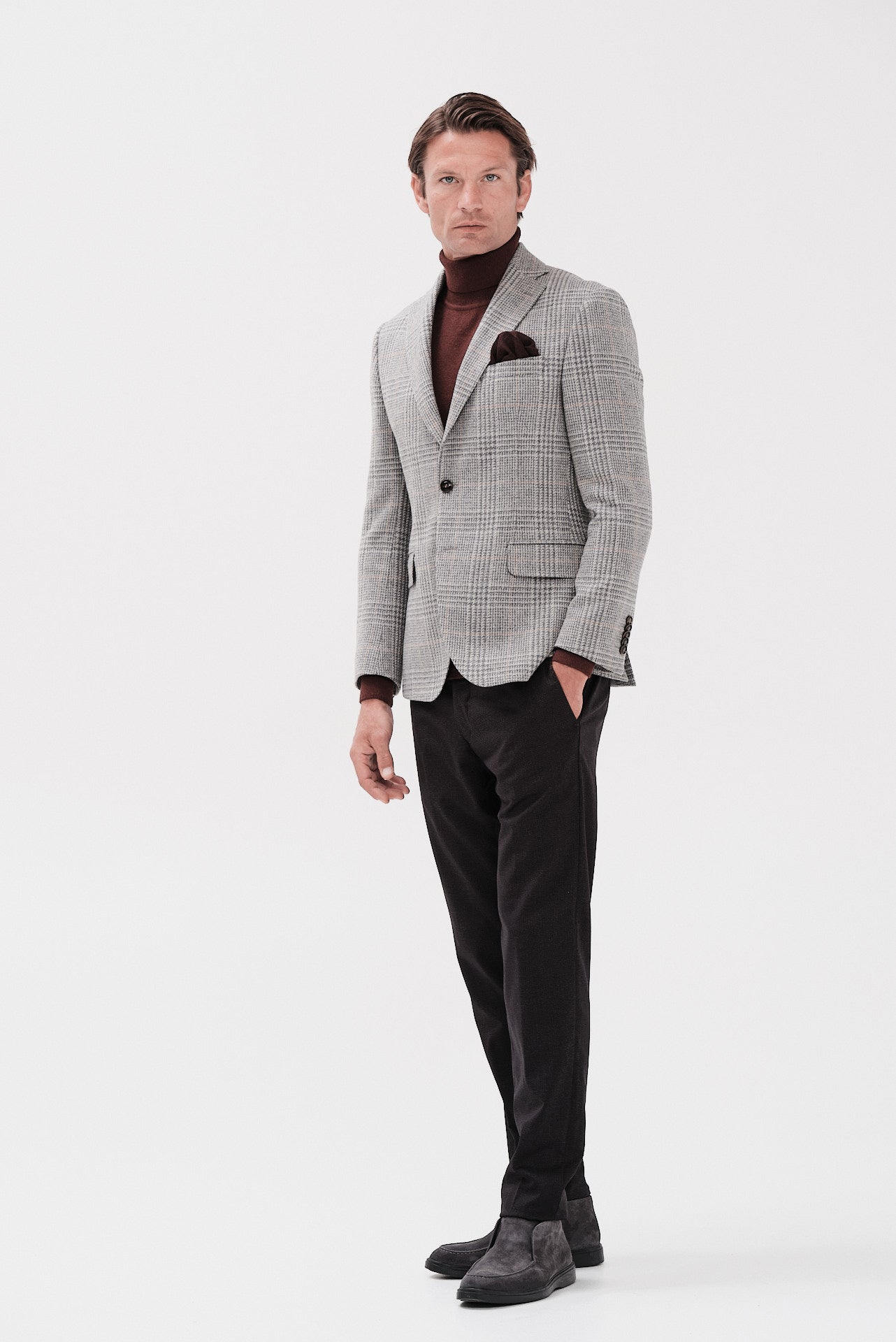 ΑΝΔΡΙΚΟ LIGHT GREY ΜΑΛΛΙΝΟ VITALE BARBERIS CANONICO ΣΑΚΑΚΙ PORTOBELLO'S SLIM FIT