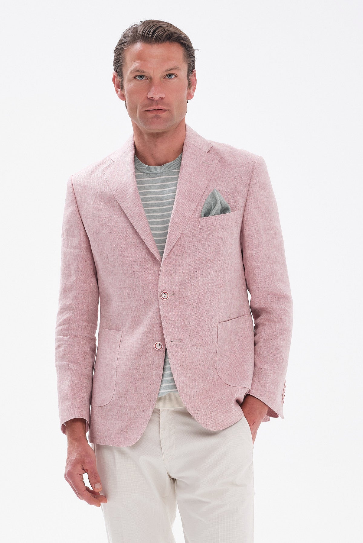 ΑΝΔΡΙΚΟ ΡΟΖ ΛΙΝΟ ΣΑΚΑΚΙ SLIM FIT PORTOBELLO'S ΣΕ ΥΦΑΣΜΑ ANGELICO