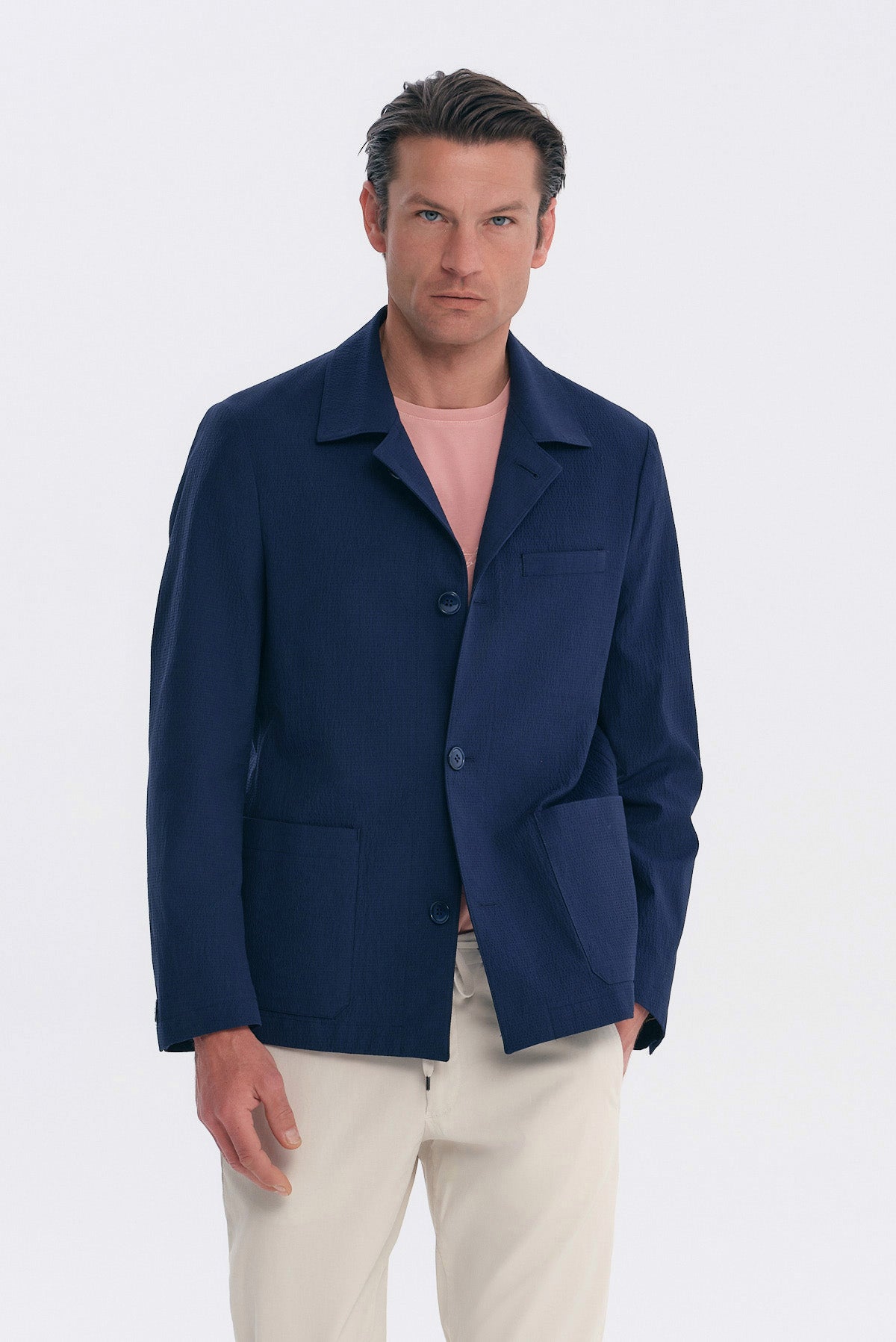 ΑΝΔΡΙΚΟ ΜΠΛΕ ΣΑΚΑΚΙ REGULAR FIT PORTOBELLO'S ΜΕ ΥΦΑΣΜΑ SONDRIO