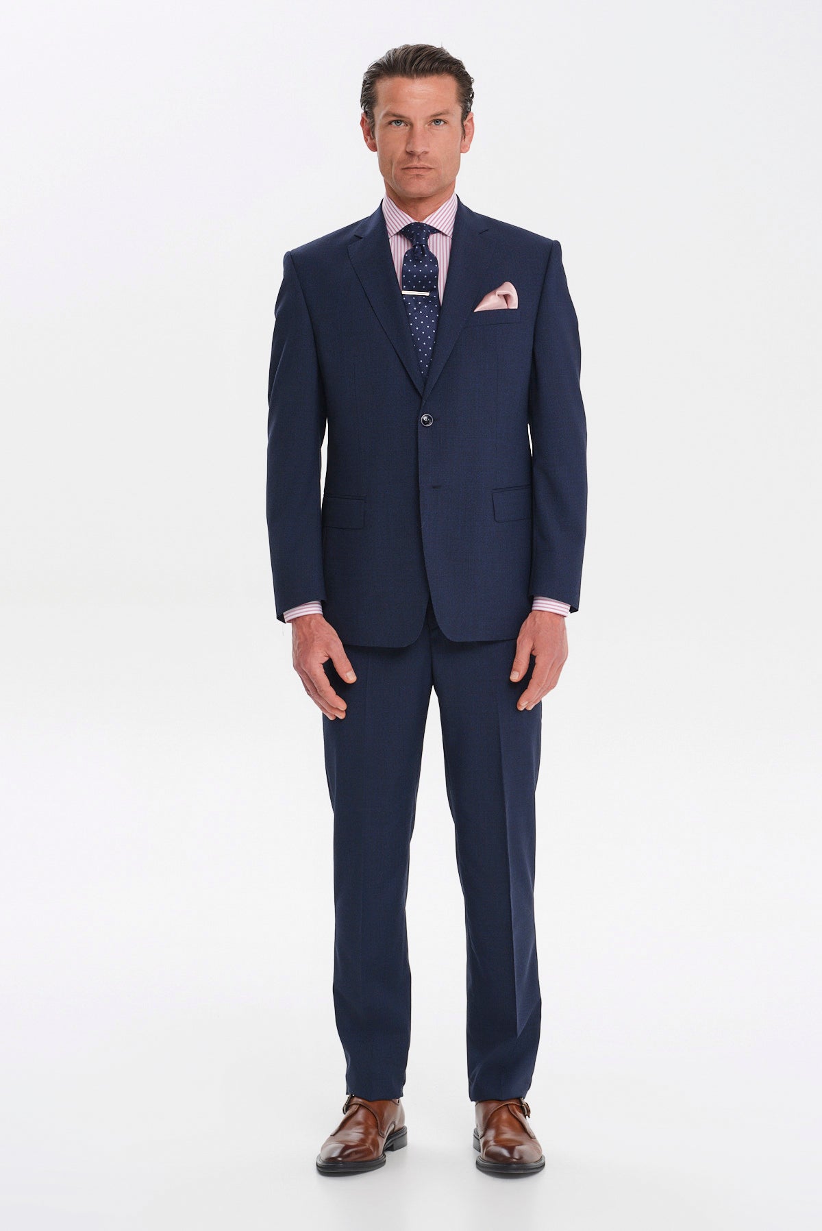 ΑΝΔΡΙΚΟ ΜΠΛΕ ΚΟΣΤΟΥΜΙ SLIM FIT PORTOBELLO'S ΣΕ ΥΦΑΣΜΑ MARZOTTO