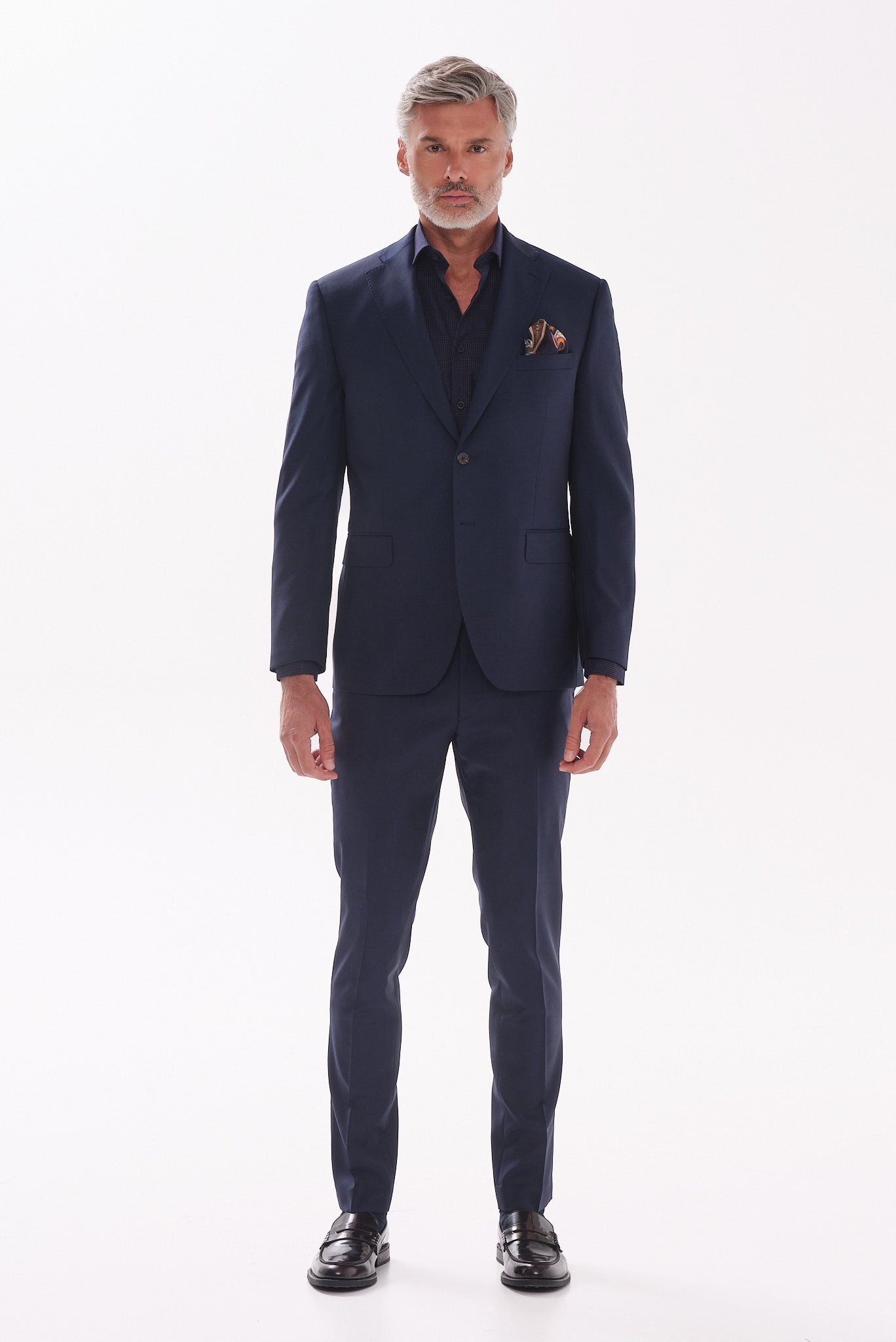 ΑΝΔΡΙΚΟ ΜΑΛΛΙΝΟ ΚΟΣΤΟΥΜΙ PORTOBELLO'S SLIM FIT ΣΕ ΜΠΛΕ ΣΚΟΥΡΟ ΧΡΩΜΑ