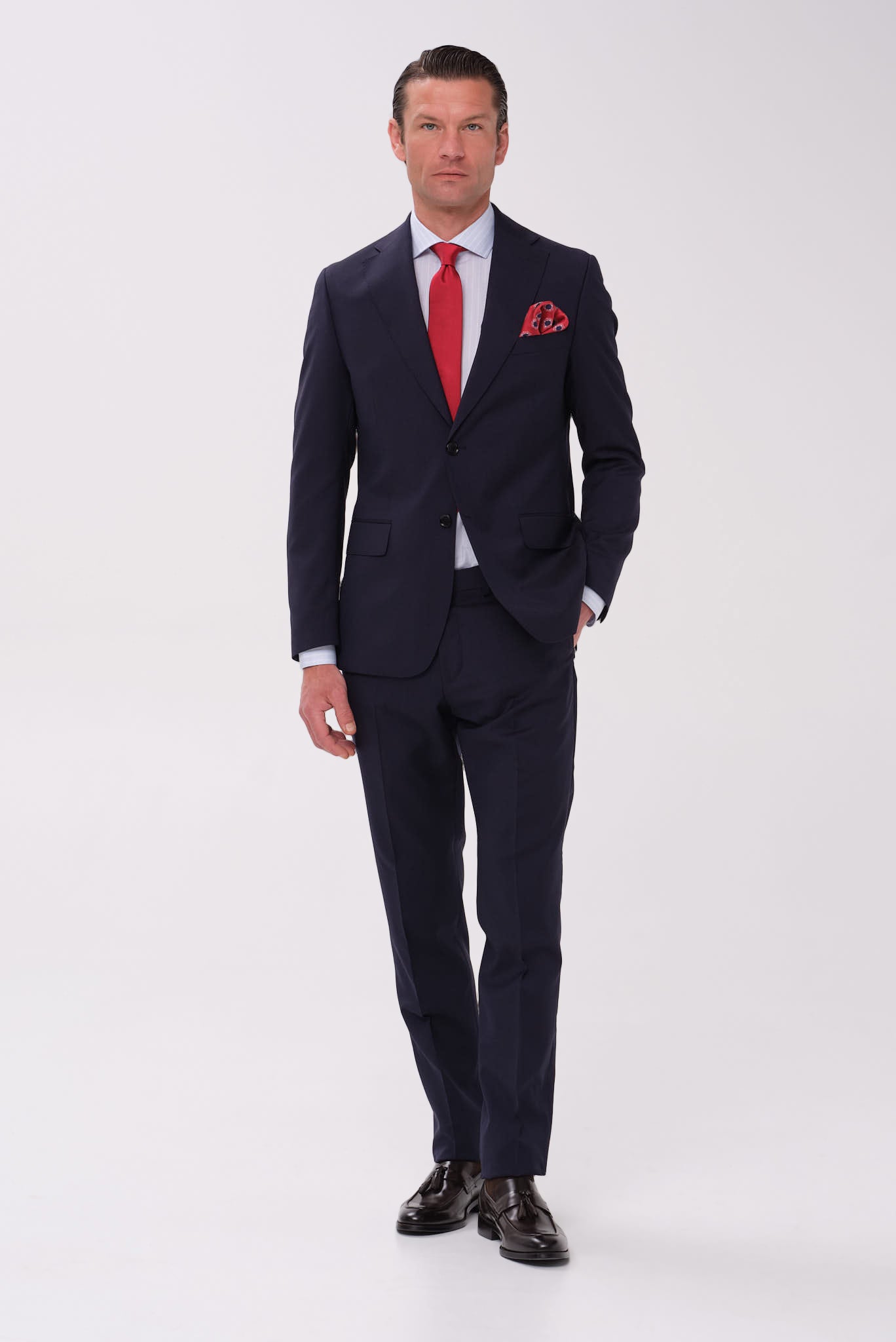 ΑΝΔΡΙΚΟ ΜΠΛΕ ΜΑΛΛΙΝΟ ΚΟΣΤΟΥΜΙ PORTOBELLO'S SLIM FIT ΣΕ ΥΦΑΣΜΑ MARZOTTO