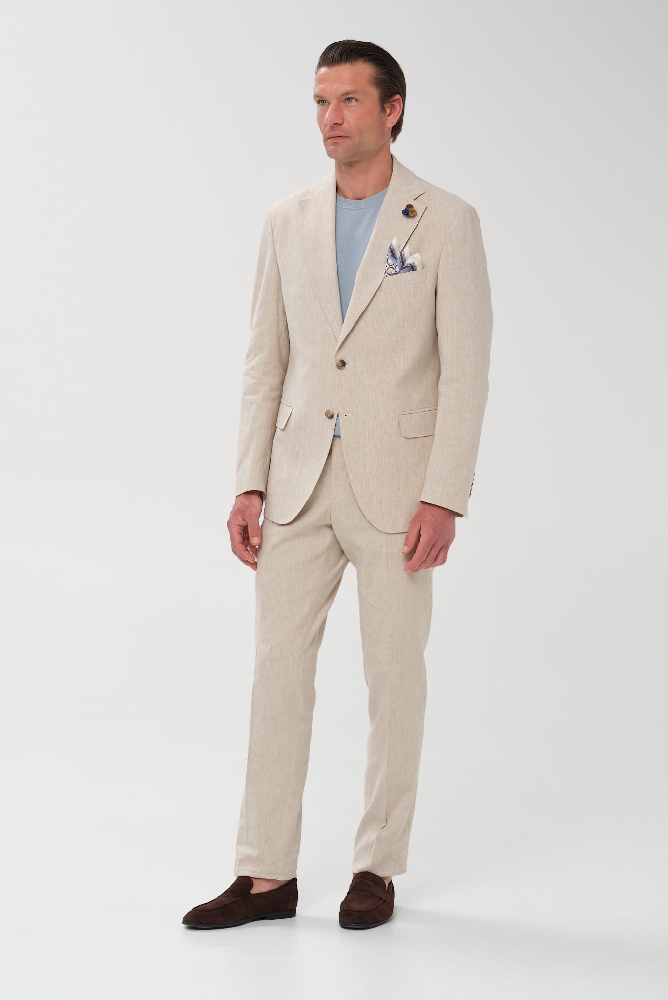 ΑΝΔΡΙΚΟ ΜΠΕΖ ΣΚΟΥΡΟ ΚΟΣΤΟΥΜΙ PORTOBELLO'S SLIM FIT ΣE ΥΦΑΣΜΑ LEOMASTER