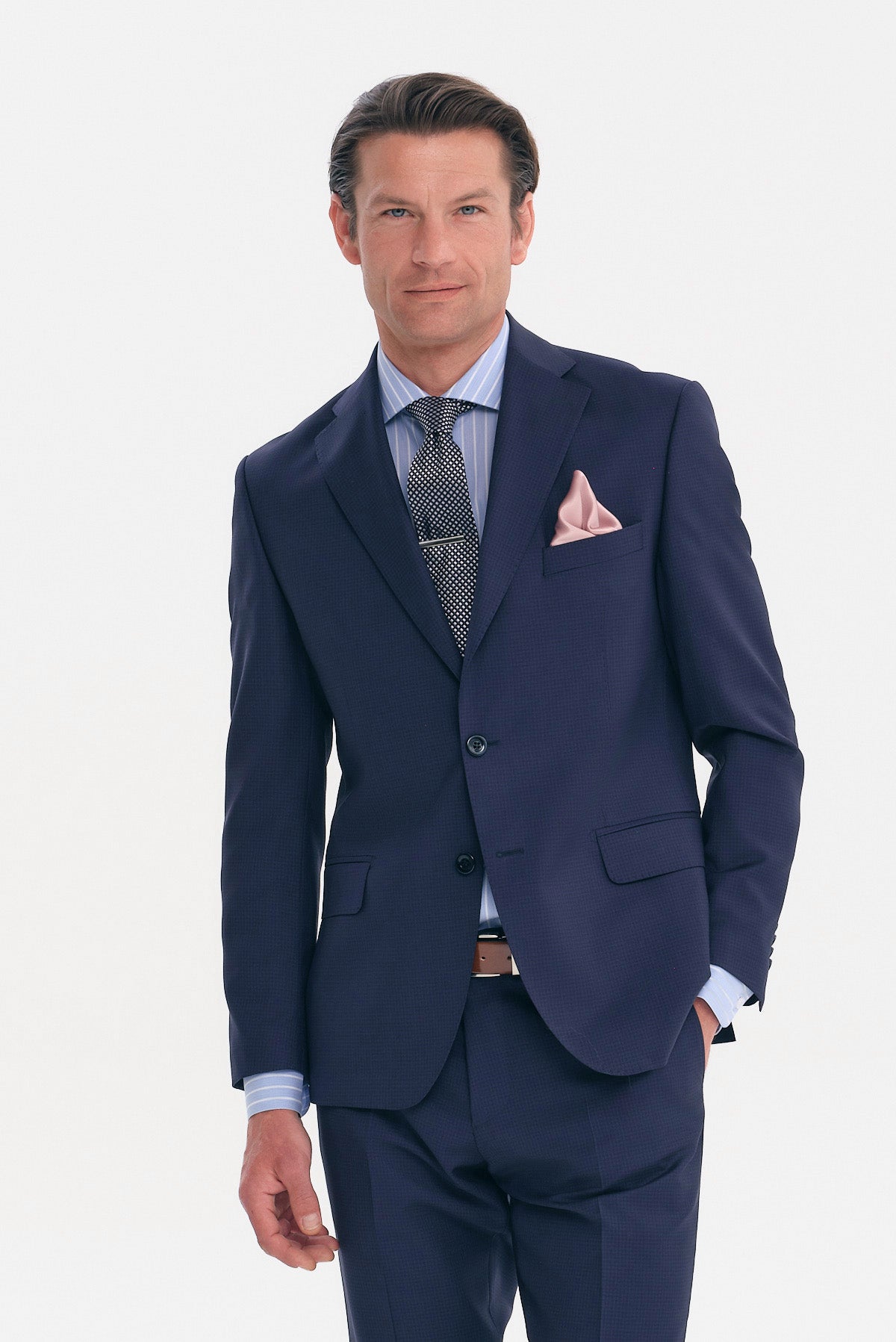 ΑΝΔΡΙΚΟ ΜΠΛΕ ΚΟΣΤΟΥΜΙ SLIM FIT PORTOBELLO'S ΣΕ ΥΦΑΣΜΑ REDA