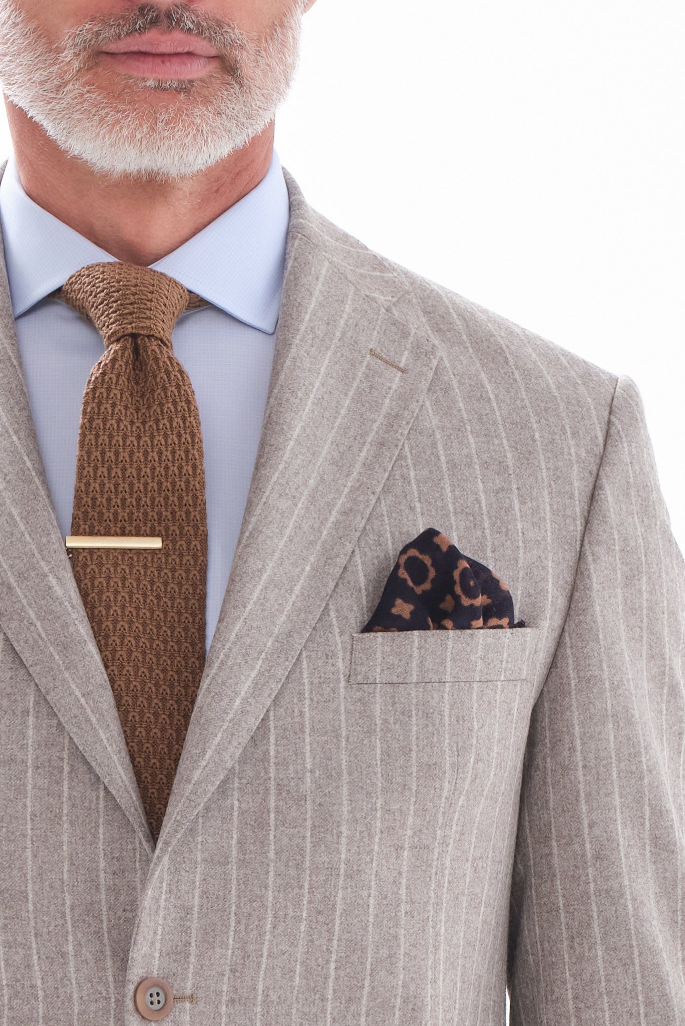 ΑΝΔΡΙΚΟ ΜΑΛΛΙΝΟ ΚΟΣΤΟΥΜΙ PORTOBELLO'S REGULAR FIT ΣΕ ΜΠΕΖ ΣΚΟΥΡΟ ΜΕ ΡΙΓΕΣ