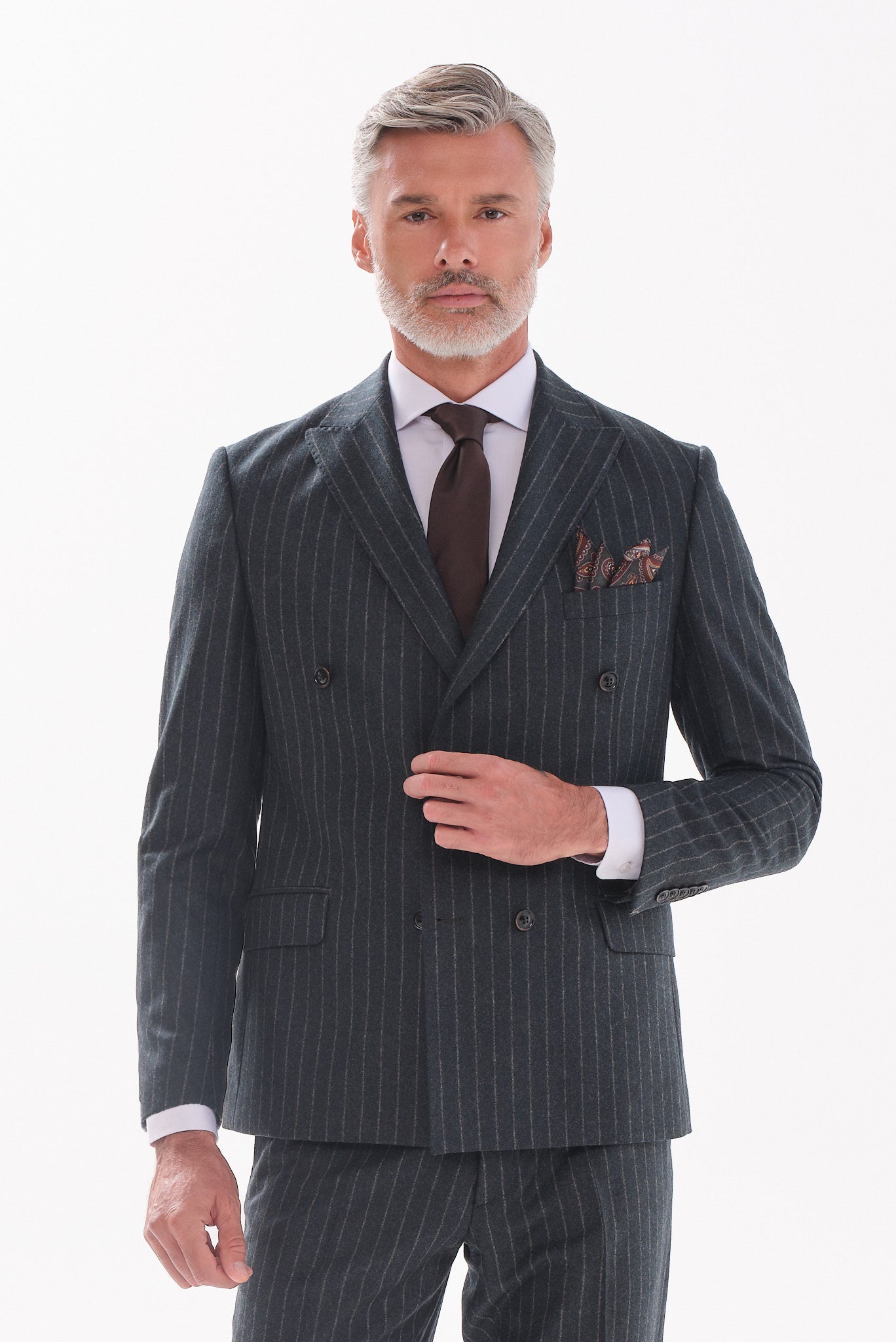 ΑΝΔΡΙΚΟ ΜΑΛΛΙΝΟ ΚΟΣΤΟΥΜΙ PORTOBELLO'S SLIM FIT ΛΑΔΙ ΣΚΟΥΡΟ ΜΕ ΡΙΓΕΣ