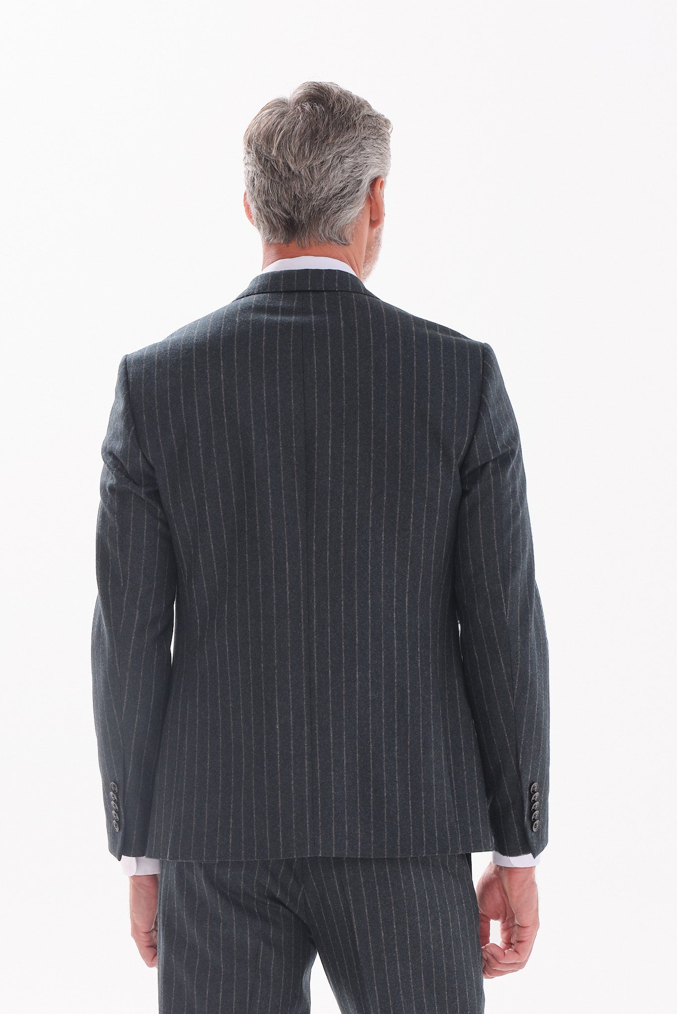 ΑΝΔΡΙΚΟ ΜΑΛΛΙΝΟ ΚΟΣΤΟΥΜΙ PORTOBELLO'S SLIM FIT ΛΑΔΙ ΣΚΟΥΡΟ ΜΕ ΡΙΓΕΣ