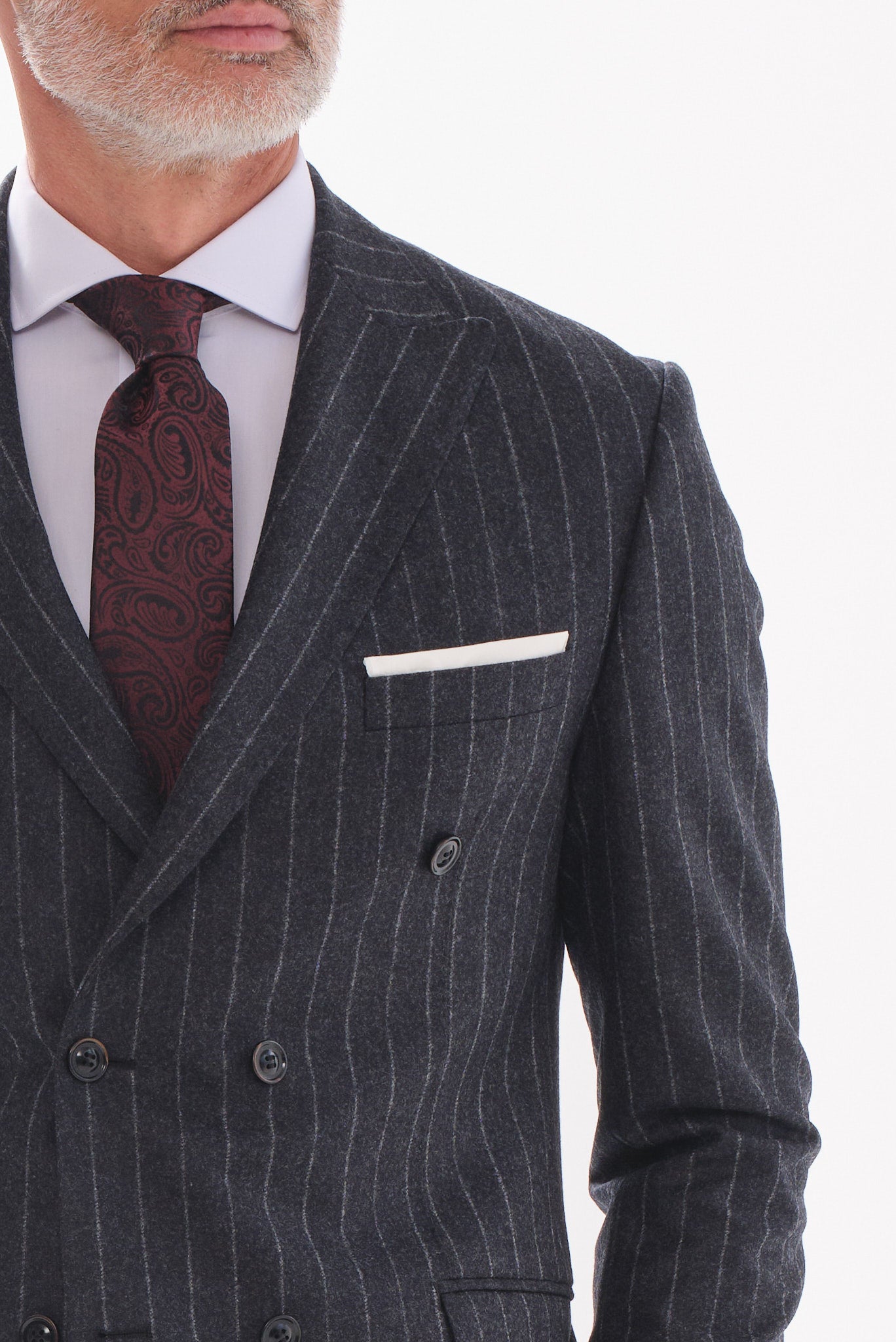 ΑΝΔΡΙΚΟ ΜΑΛΛΙΝΟ ΚΟΣΤΟΥΜΙ PORTOBELLO'S SLIM FIT ΣΕ XΡΩΜΑ ΓΡΑΦΙΤΗ ΜΕ ΡΙΓΕΣ