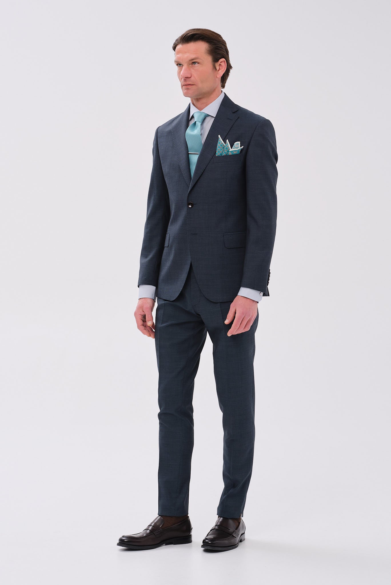 ΑΝΔΡΙΚΟ ΠΕΤΡΟΛ ΠΡΑΣΙΝΟ ΜΑΛΛΙΝΟ ΚΟΣΤΟΥΜΙ PORTOBELLO'S SLIM FIT ΣΕ ΥΦΑΣΜΑ MARZOTTO