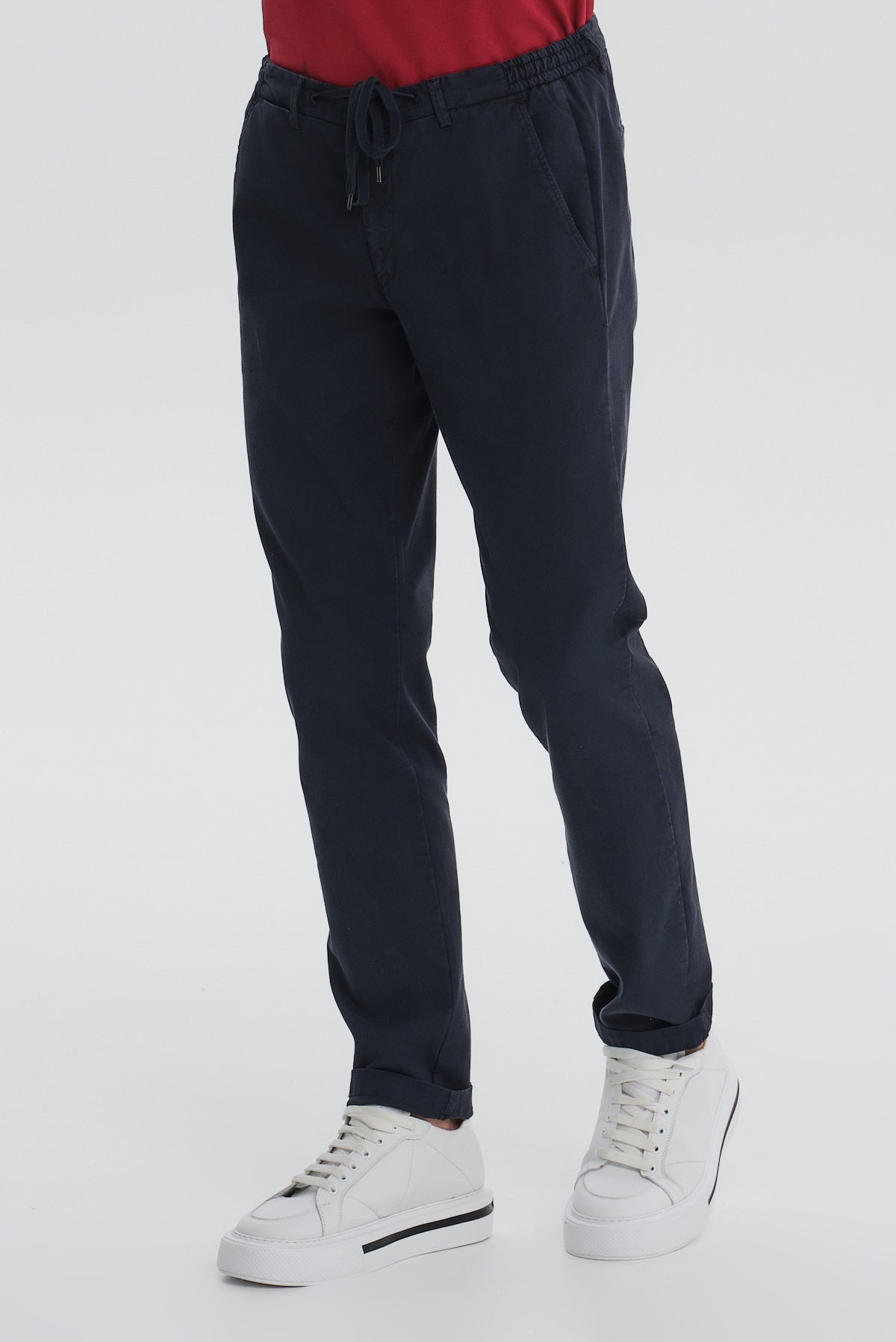 ΑΝΔΡΙΚΟ ΜΠΛΕ ΠΑΝΤΕΛΟΝΙ CHINOS SLIM FIT PORTOBELLO'S ΜΕ ΛΑΣΤΙΧΟ ΚΑΙ ΚΟΡΔΟΝΙ