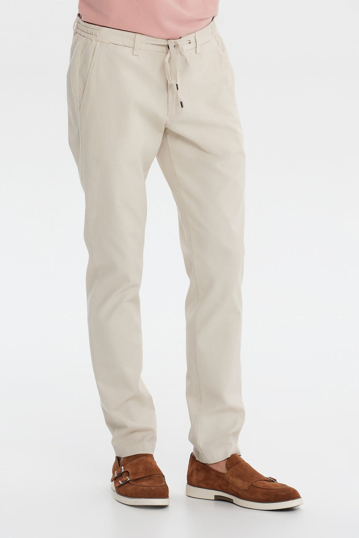 ΑΝΔΡΙΚΟ ΜΠΕΖ ΑΝΟΙΚΤΟ ΠΑΝΤΕΛΟΝΙ CHINOS SLIM FIT PORTOBELLO'S ΜΕ ΛΑΣΤΙΧΟ ΚΑΙ ΚΟΡΔΟΝΙ