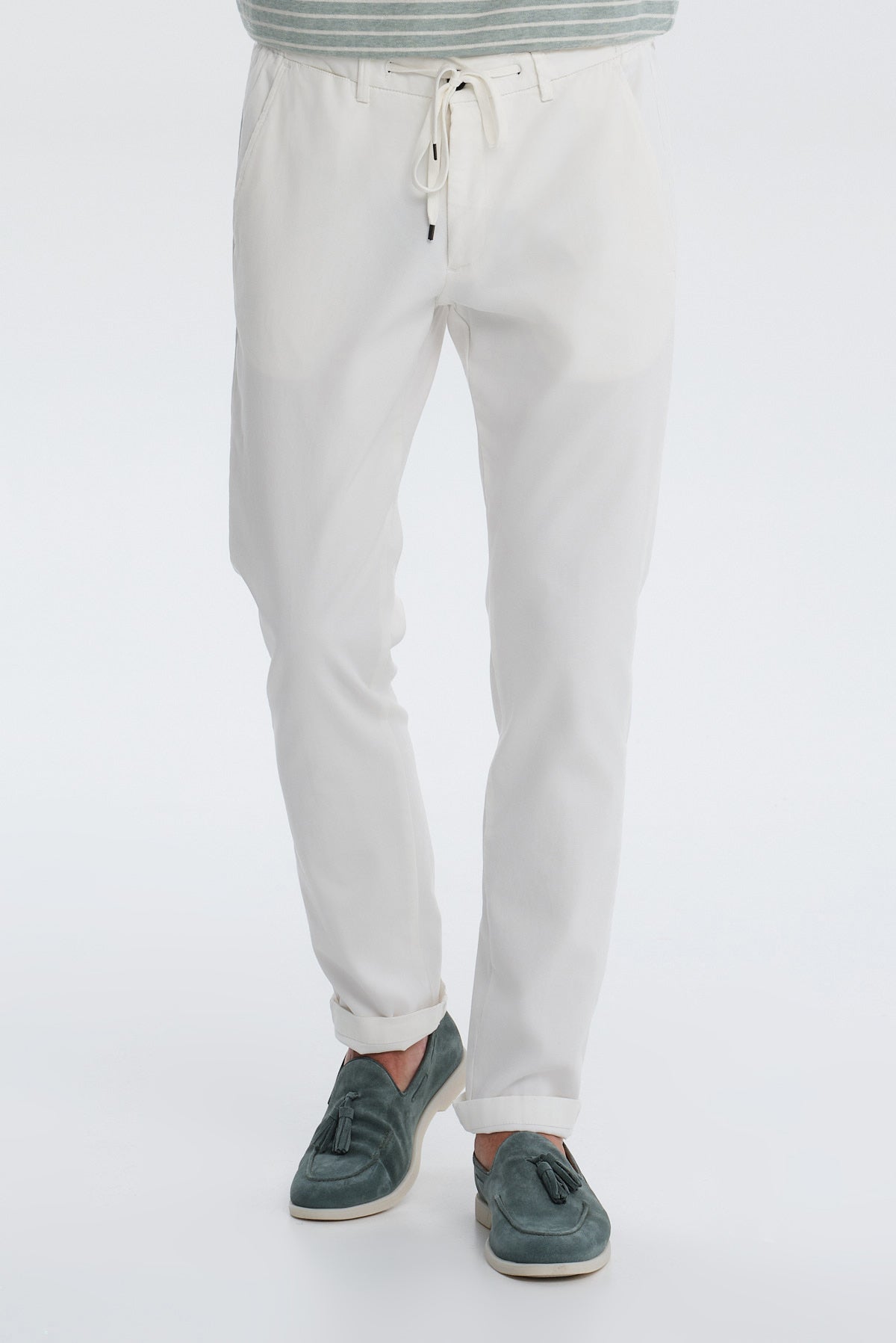 ΑΝΔΡΙΚΟ ΕΚΡΟΥ ΠΑΝΤΕΛΟΝΙ CHINOS SLIM FIT PORTOBELLO'S ΜΕ ΛΑΣΤΙΧΟ ΚΑΙ ΚΟΡΔΟΝΙ