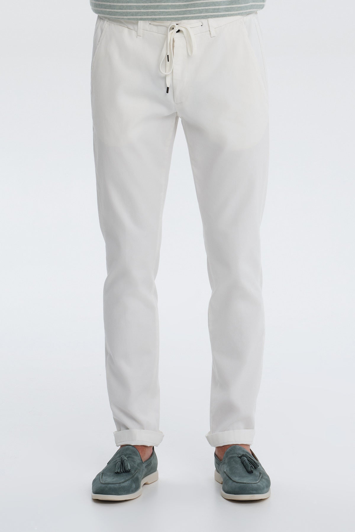 ΑΝΔΡΙΚΟ ΕΚΡΟΥ ΠΑΝΤΕΛΟΝΙ CHINOS SLIM FIT PORTOBELLO'S ΜΕ ΛΑΣΤΙΧΟ ΚΑΙ ΚΟΡΔΟΝΙ