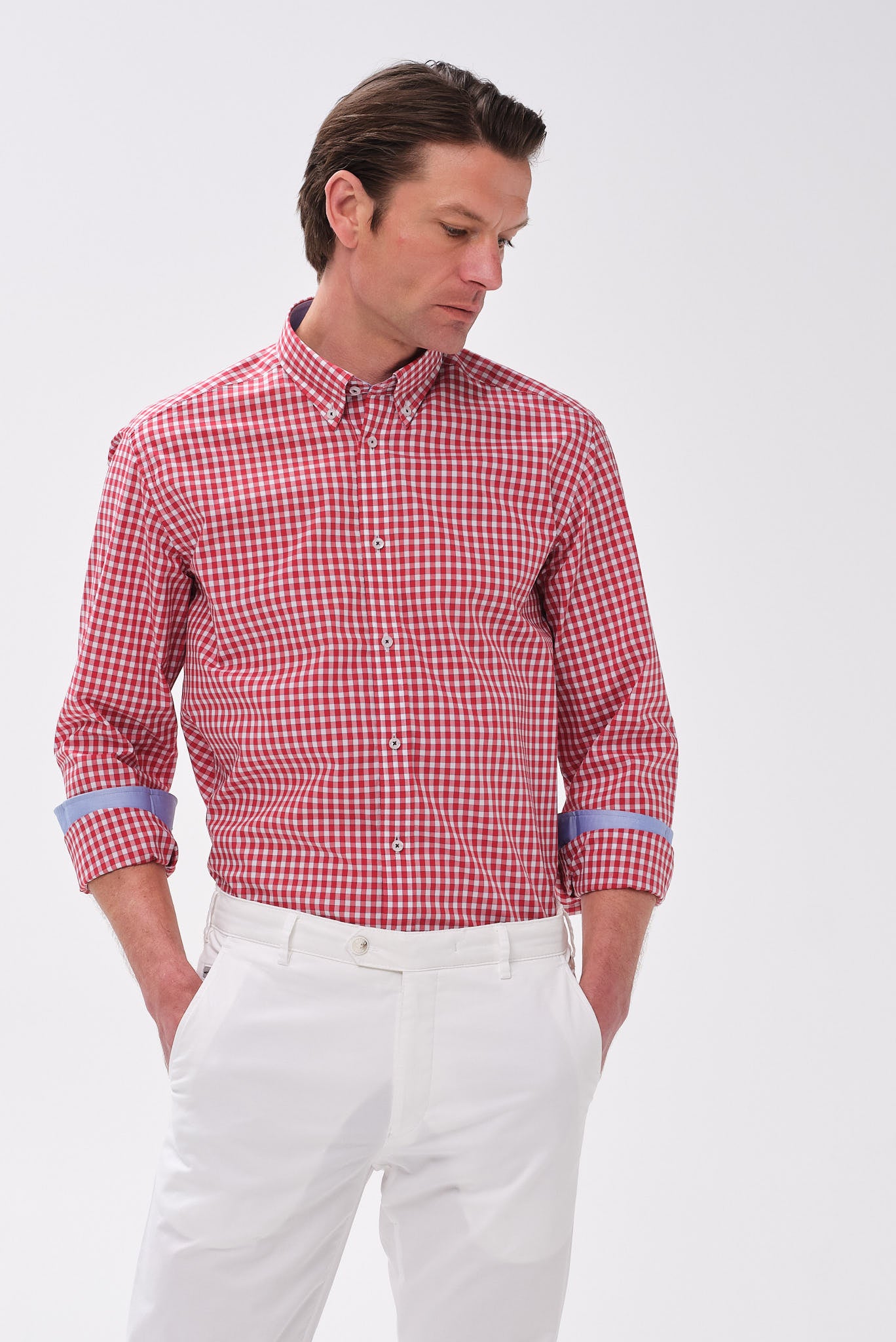 ΑΝΔΡΙΚΟ ΚΟΚΚΙΝΟ ΚΑΡΟ ΠΟΥΚΑΜΙΣΟ PORTOBELLO'S ΜΕ BUTTON DOWN ΓΙΑΚΑ REGULAR FIT