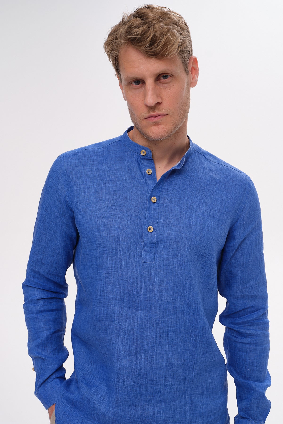 ΑΝΔΡΙΚΟ ΛΙΝΟ ΠΟΥΚΑΜΙΣΟ PORTOBELLO'S ΜΕ MAO ΓΙΑΚΑ ΣΕ ΡΟΥΑ ΑΠΟΧΡΩΣΗ