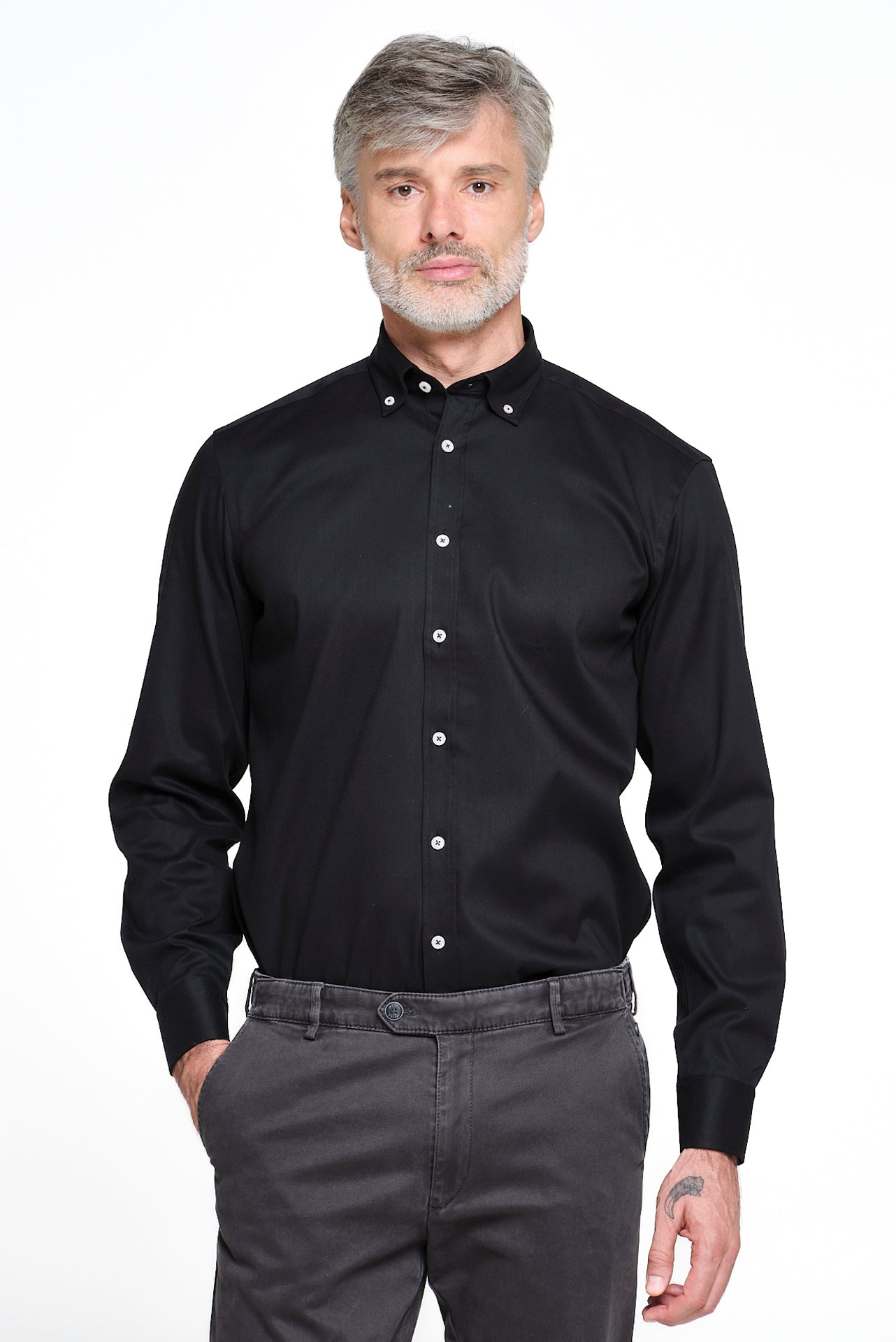 ΑΝΔΡΙΚΟ ΜΑΥΡΟ ΠΟΥΚΑΜΙΣΟ ΜΕ BUTTON DOWN ΓΙΑΚΑ REGULAR FIT PORTOBELLO'S