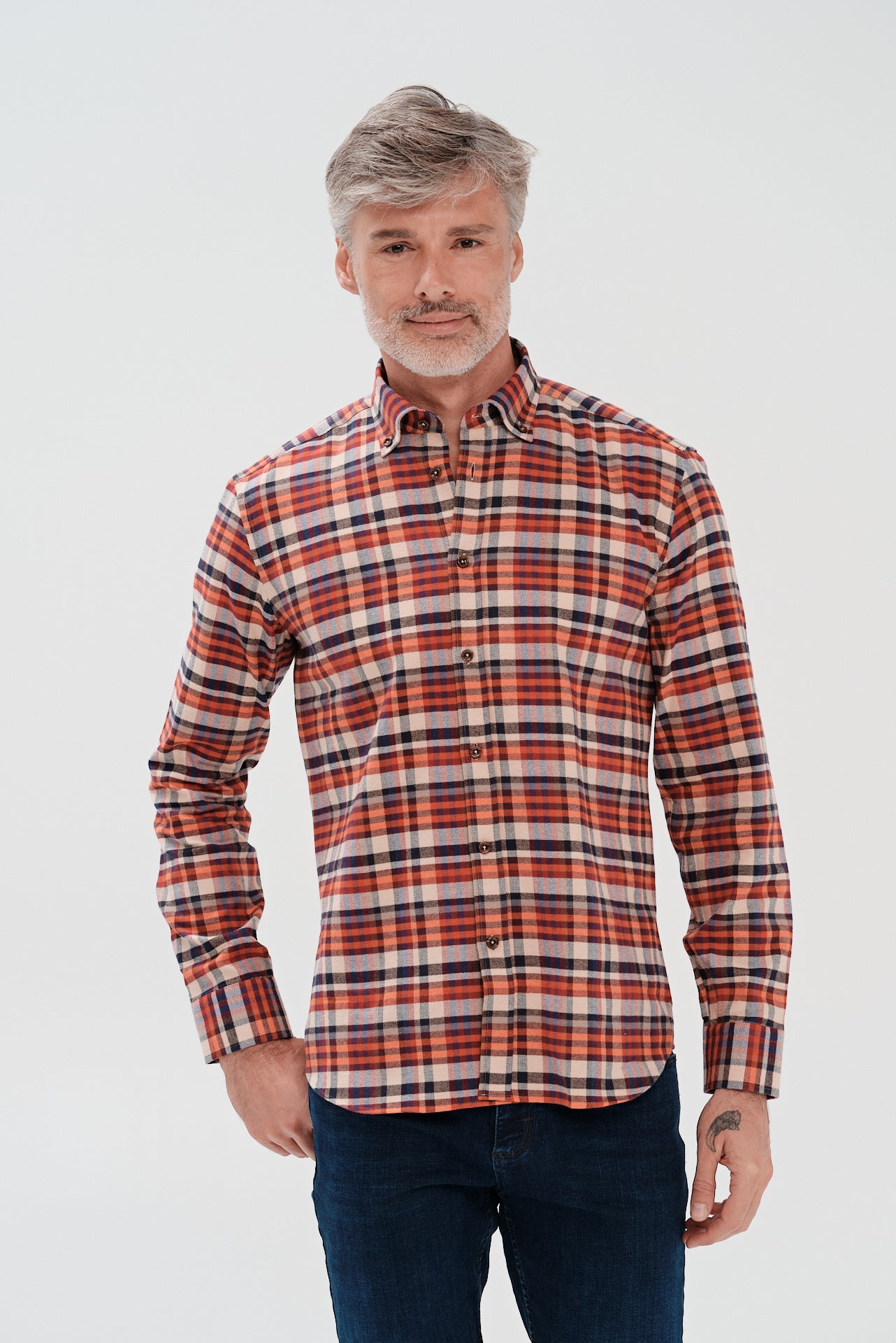 ΑΝΔΡΙΚΟ ΚΑΡΟ ΠΟΡΤΟΚΑΛΙ ΠΟΥΚΑΜΙΣΟ PORTOBELLO'S ΜΕ BUTTON DOWN ΓΙΑΚΑ REGULAR FIT