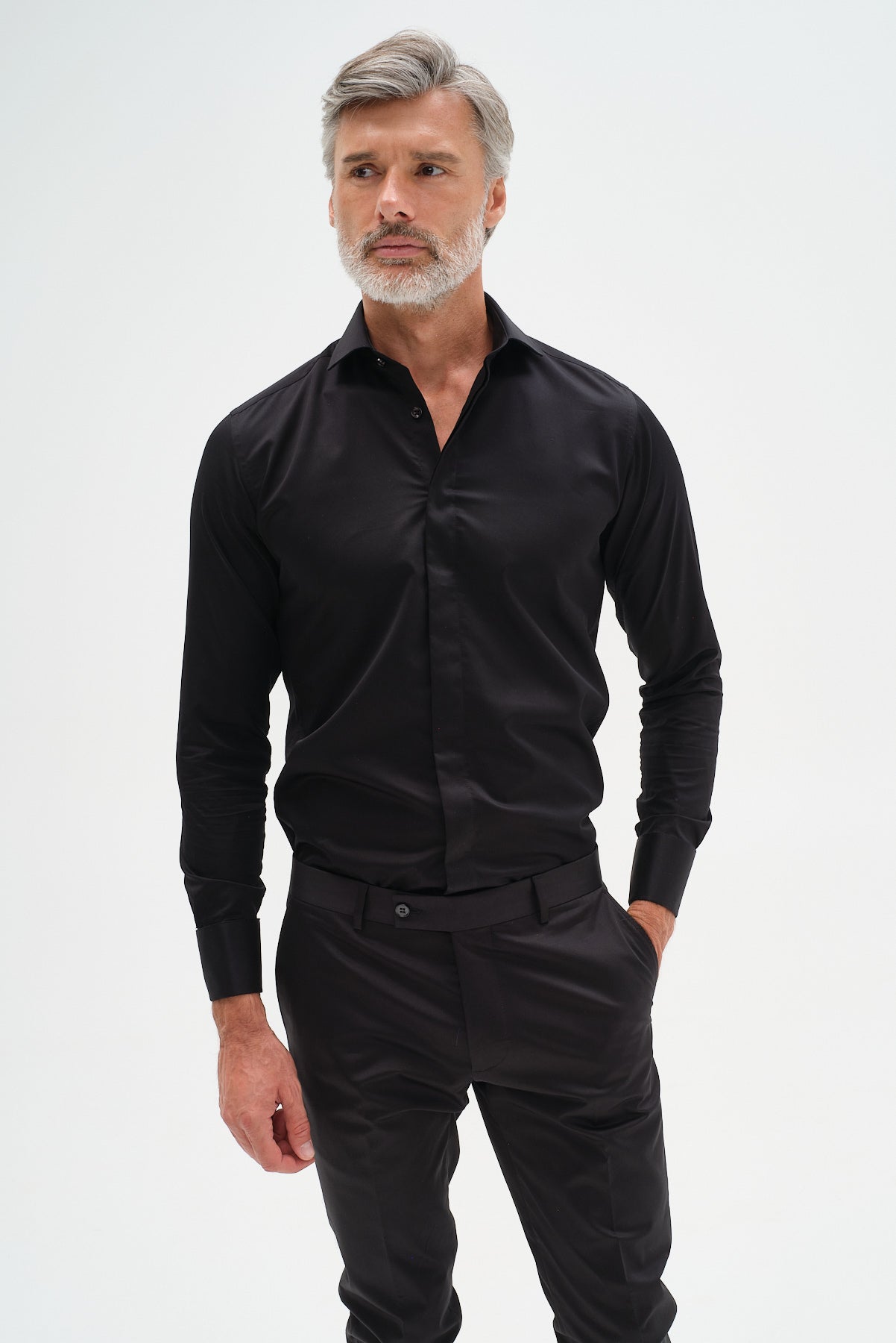 ΑΝΔΡΙΚΟ ΜΑΥΡΟ ΠΟΥΚΑΜΙΣΟ PORTOBELLO'S ΜΕ REX ΓΙΑΚΑ ΚΑΙ ΔΙΠΛΗ ΜΑΝΣΕΤΑ