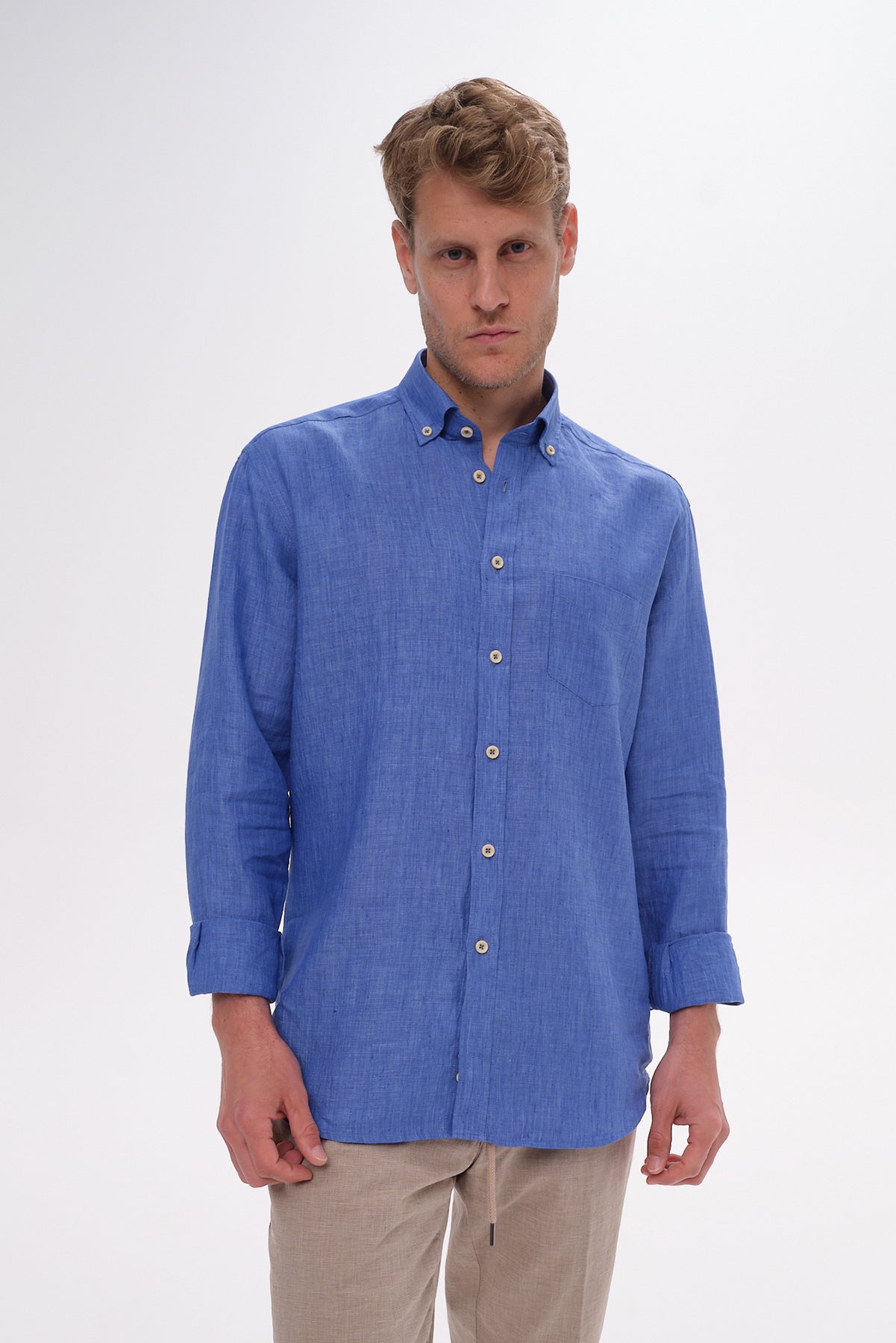 ΑΝΔΡΙΚΟ ΛΙΝΟ ΡΟΥΑ ΠΟΥΚΑΜΙΣΟ PORTOBELLO'S ΜΕ BUTTON DOWN ΓΙΑΚΑ