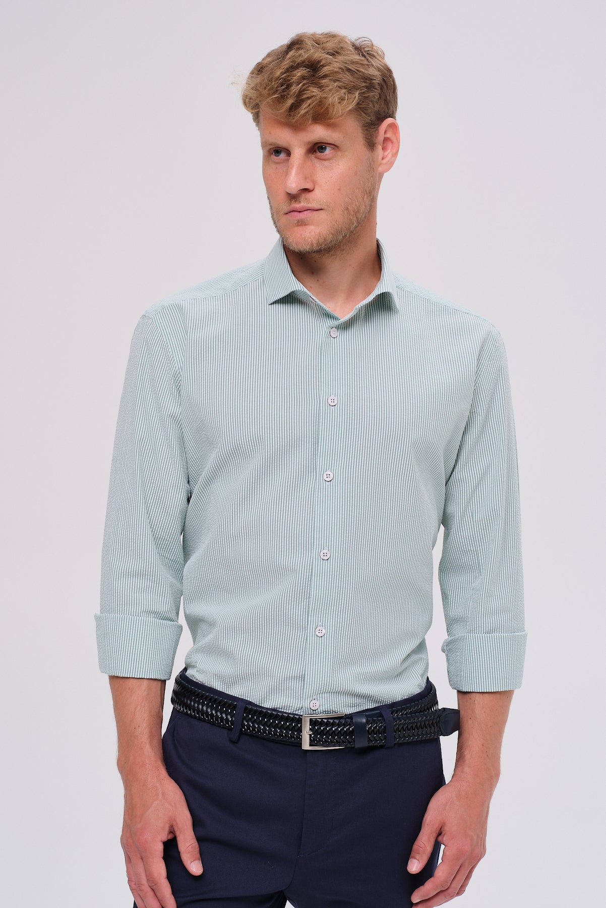 ΑΝΔΡΙΚΟ ΠΟΥΚΑΜΙΣΟ PORTOBELLO'S ΜΕ ΨΙΛΕΣ ΡΙΓΕΣ ΠΡΑΣΙΝΟ ΚΑΙ REX ΓΙΑΚΑ