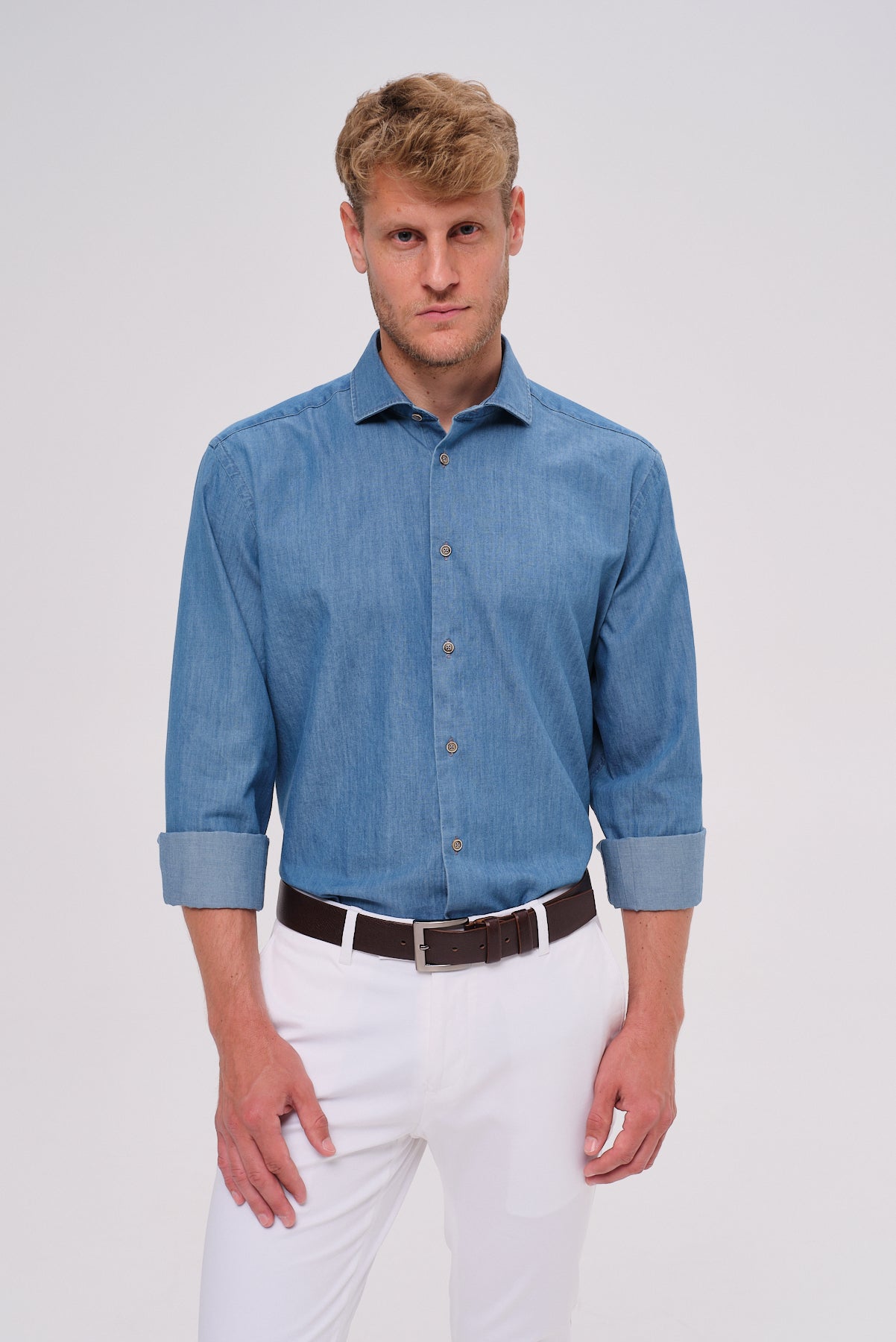 ΑΝΔΡΙΚΟ DENIM ΑΝΟΙΧΤΟ ΠΟΥΚΑΜΙΣΟ PORTOBELLO'S ΜΕ REX ΓΙΑΚΑ