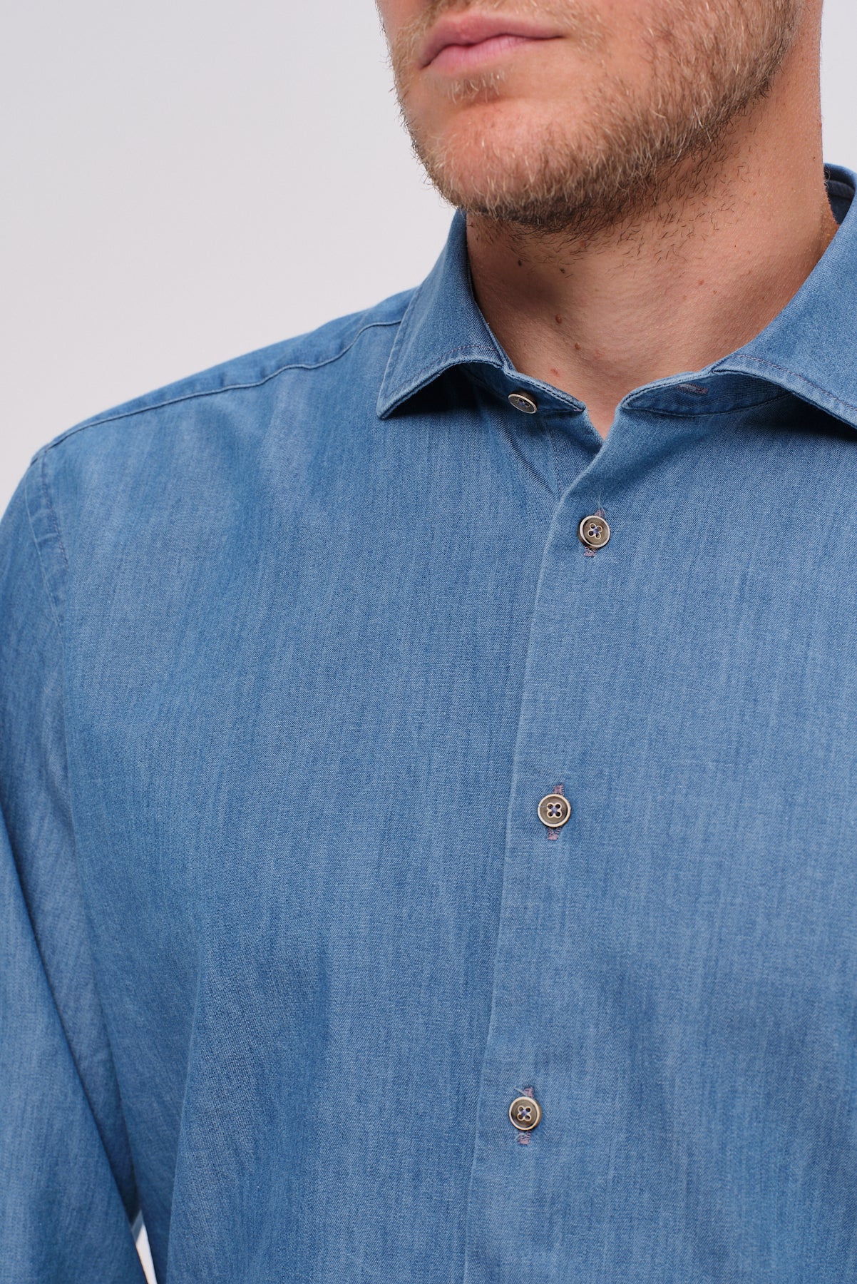 ΑΝΔΡΙΚΟ DENIM ΑΝΟΙΧΤΟ ΠΟΥΚΑΜΙΣΟ PORTOBELLO'S ΜΕ REX ΓΙΑΚΑ