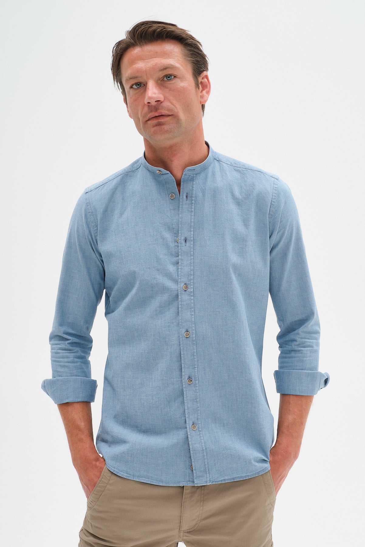 ΑΝΔΡΙΚΟ ΤΖΙΝ ΠΟΥΚΑΜΙΣΟ PORTOBELLO'S ΜΕ ΜΑΟ ΓΙΑΚΑ MODERN FIT