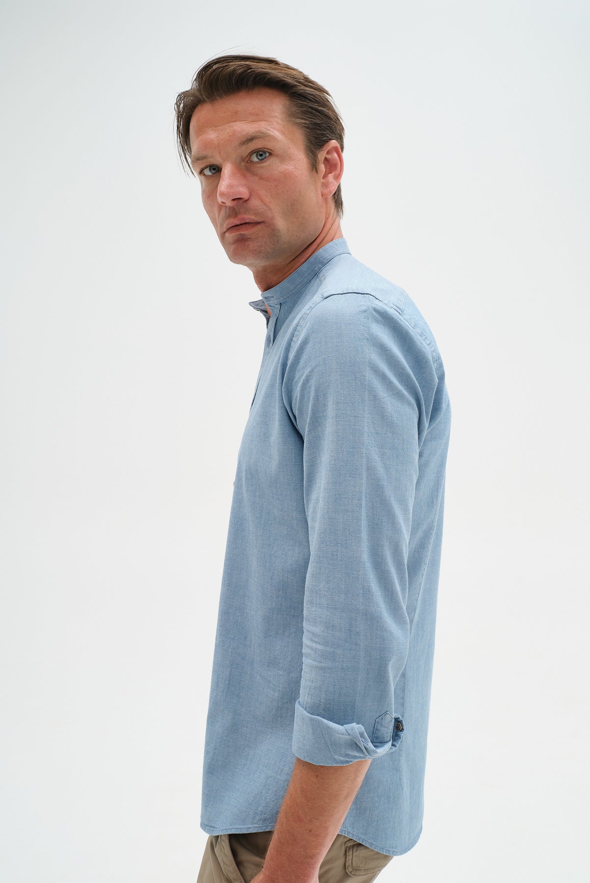 ΑΝΔΡΙΚΟ ΤΖΙΝ ΠΟΥΚΑΜΙΣΟ PORTOBELLO'S ΜΕ ΜΑΟ ΓΙΑΚΑ MODERN FIT