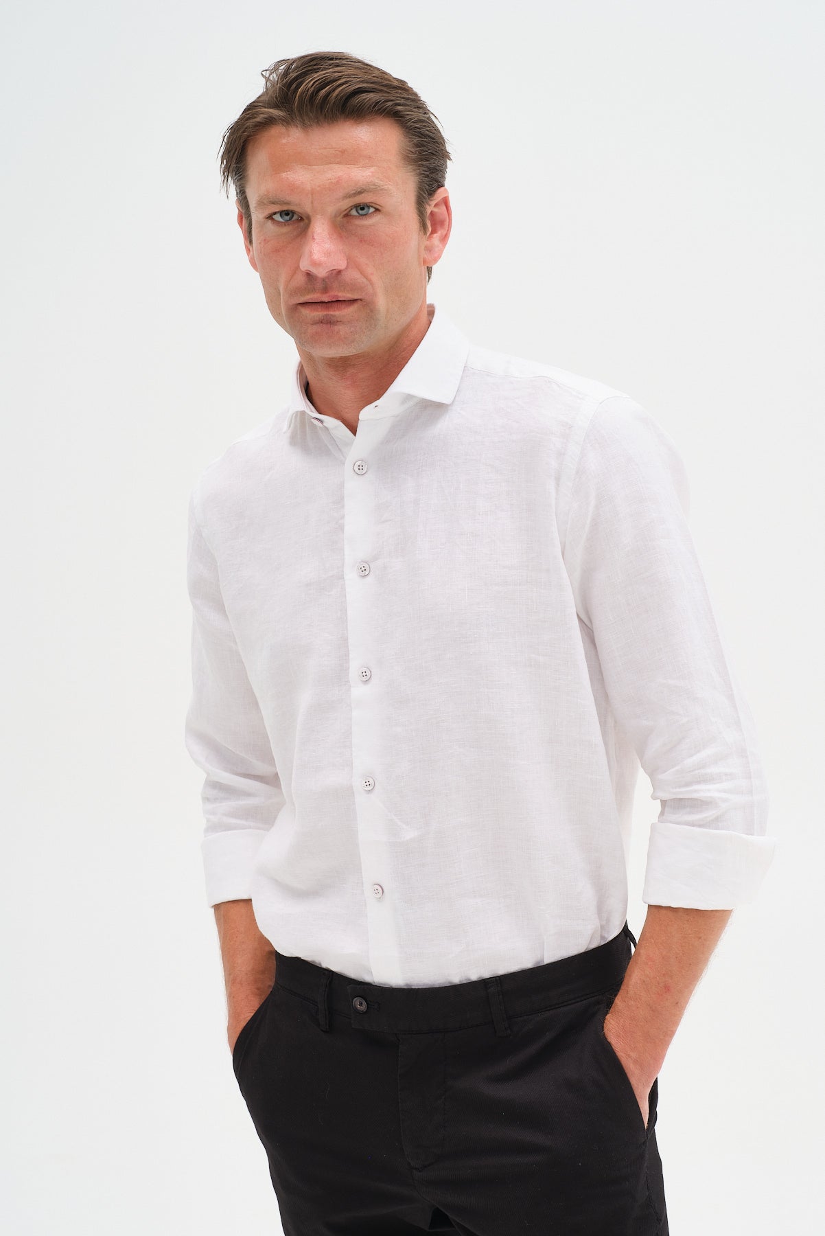 ΑΝΔΡΙΚΟ ΛΙΝΟ ΛΕΥΚΟ ΠΟΥΚΑΜΙΣΟ PORTOBELLO'S ΜΕ REX ΓΙΑΚΑ MODERN FIT