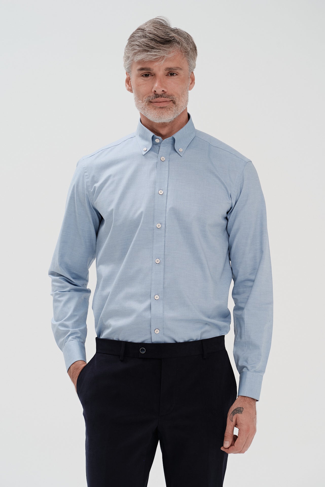 ΑΝΔΡΙΚΟ ΣΙΕΛ ΜΟΝΟΧΡΩΜΟ ΠΟΥΚΑΜΙΣΟ PORTOBELLO'S ΜΕ BUTTON DOWN ΓΙΑΚΑ REGULAR FIT