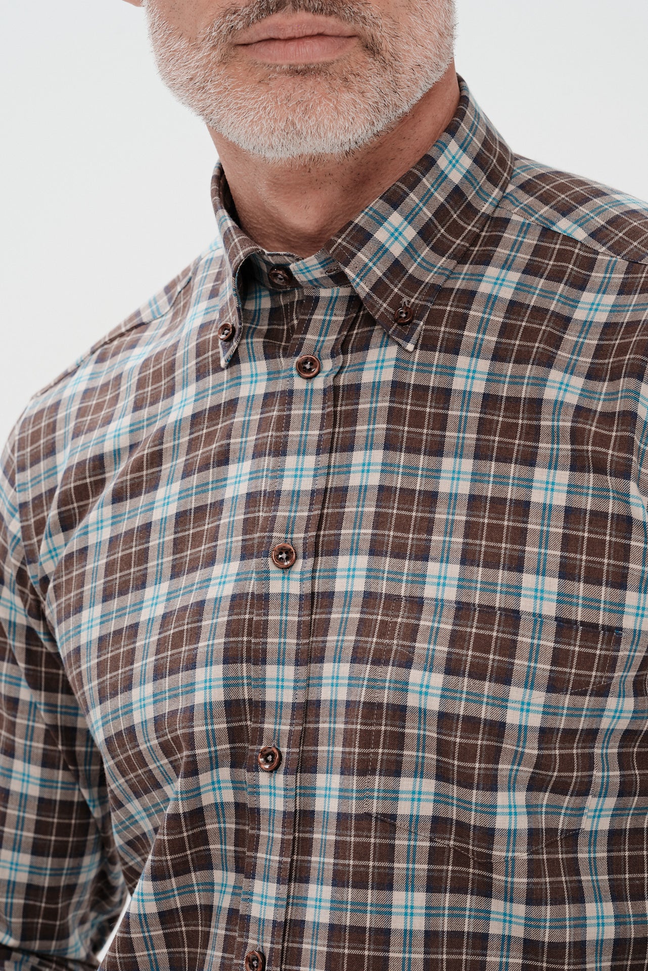 ΑΝΔΡΙΚΟ ΚΑΡΟ ΜΠΕΖ ΣΚΟΥΡΟ ΚΑΦΕ ΠΟΥΚΑΜΙΣΟ ΜΕ BUTTON DOWN ΓΙΑΚΑ PORTOBELLO'S REGULAR FIT