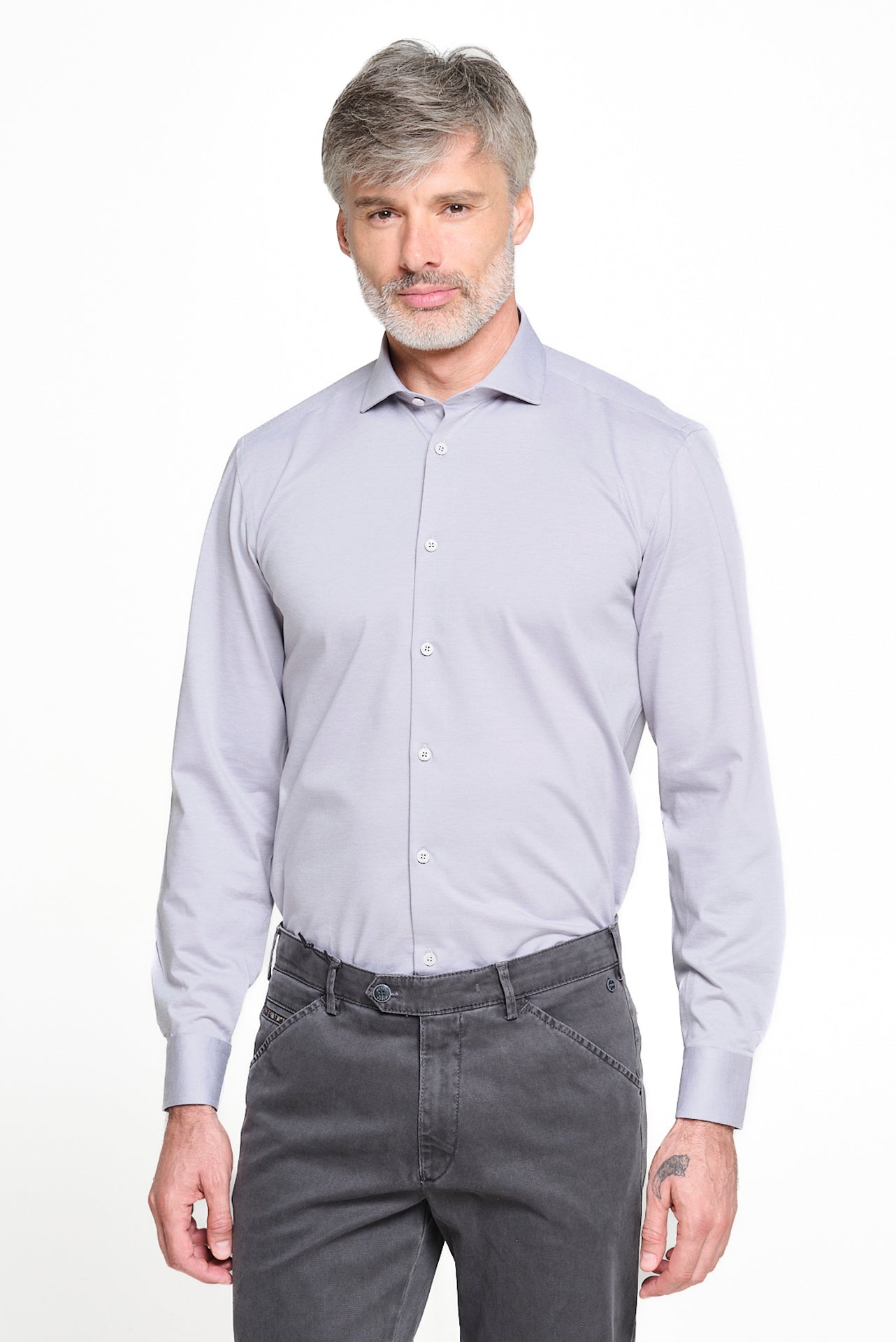 ΑΝΔΡΙΚΟ ΓΚΡΙ ΑΝΟΙΧΤΟ ΠΟΥΚΑΜΙΣΟ ΜΕ REX ΓΙΑΚΑ REGULAR FIT PORTOBELLO'S