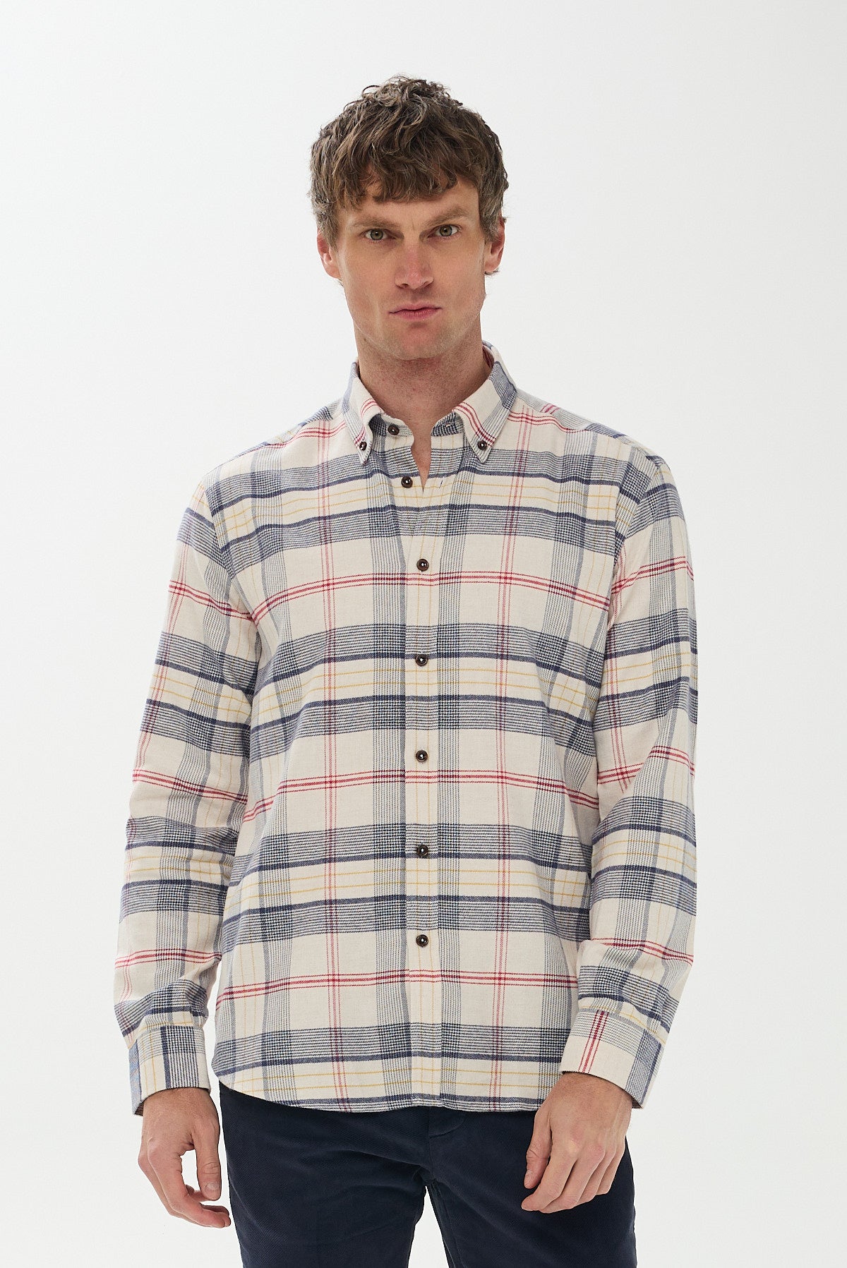 ΑΝΔΡΙΚΟ ΚΑΡΟ ΠΟΥΚΑΜΙΣΟ ΣΕ ΕΚΡΟΥ-ΜΠΛΕ ΑΠΟΧΡΩΣΗ REGULAR FIT PORTOBELLO'S ΚΑΙ BUTTON DOWN ΓΙΑΚΑ