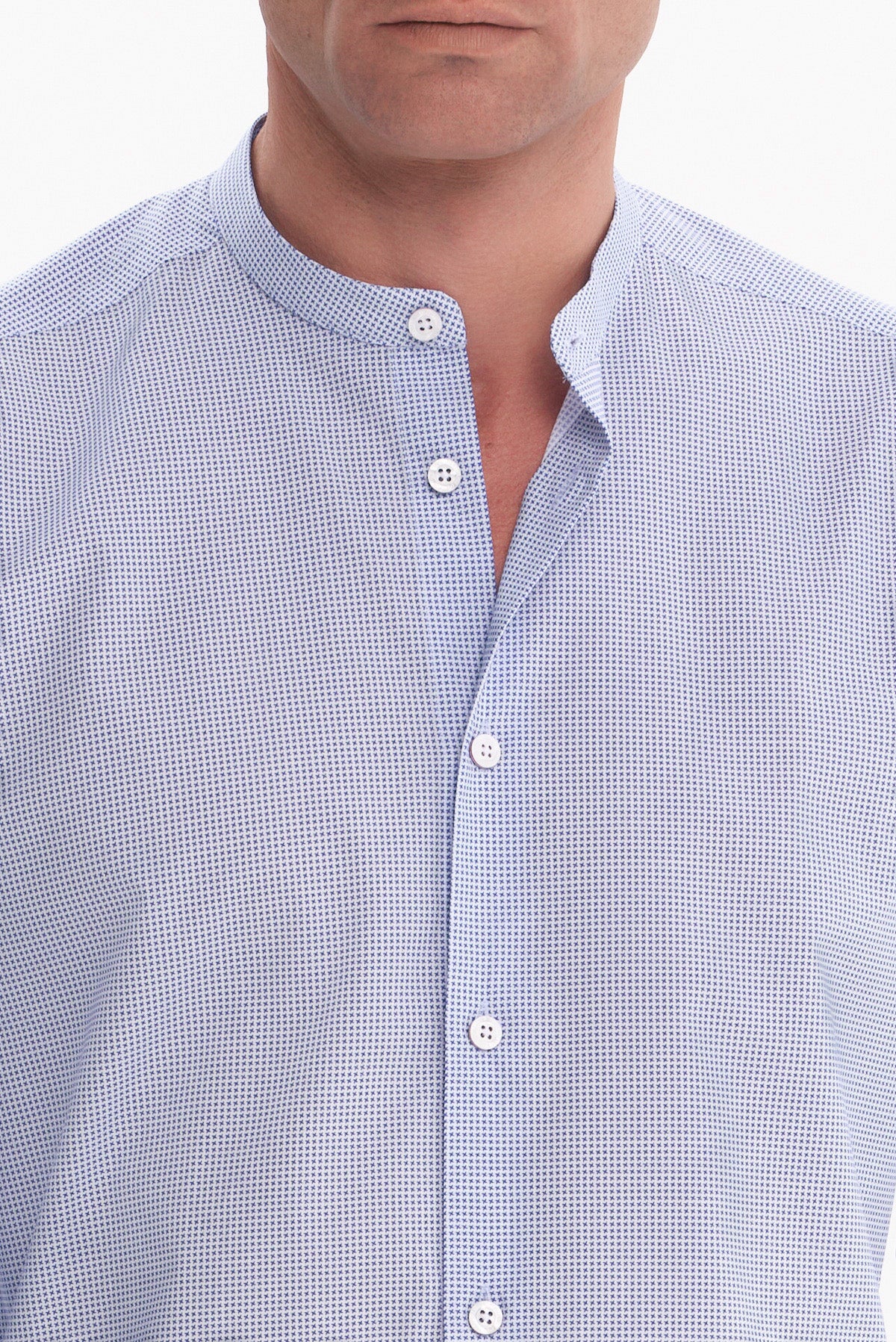 ΑΝΔΡΙΚΟ ΜΠΛΕ ΠΟΥΚΑΜΙΣΟ SLIM FIT PORTOBELLO'S ΜΕ ΜΑΟ ΓΙΑΚΑ ΚΑΙ ΜΙΚΡΟΣΧΕΔΙΟ