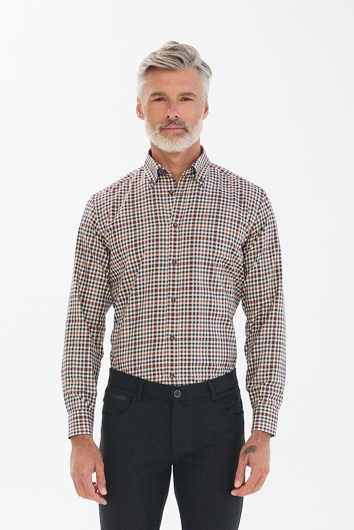 ΑΝΔΡΙΚΟ ΚΑΡΟ ΠΟΥΚΑΜΙΣΟ ΣΕ ΚΟΚΚΙΝΗ-ΜΠΛΕ ΑΠΟΧΡΩΣΗ REGULAR FIT PORTOBELLO'S ΚΑΙ BUTTON DOWN ΓΙΑΚΑ