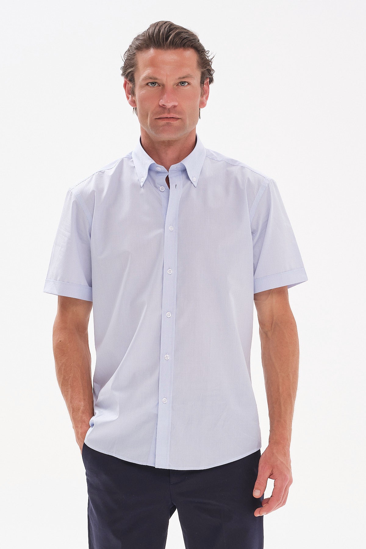 ΑΝΔΡΙΚΟ ΚΟΝΤΟΜΑΝΙΚΟ ΣΙΕΛ ΠΟΥΚΑΜΙΣΟ PORTOBELLO'S REGULAR FIT ΜΕ BUTTON DOWN ΓΙΑΚΑ