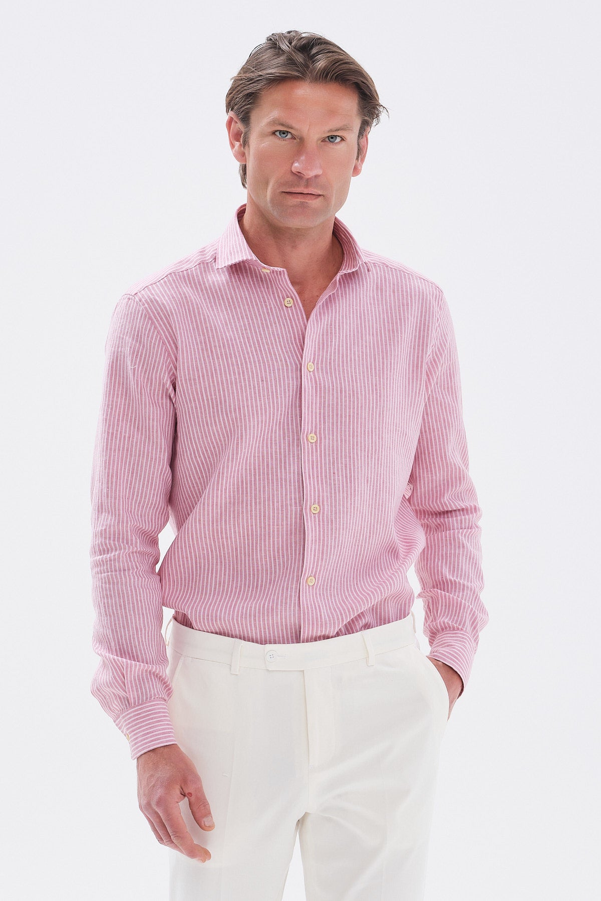 ΑΝΔΡΙΚΟ ΡΙΓΕ ΡΟΖ ΛΙΝΟ ΠΟΥΚΑΜΙΣΟ PORTOBELLO'S MODERN FIT ΜΕ REX ΓΙΑΚΑ