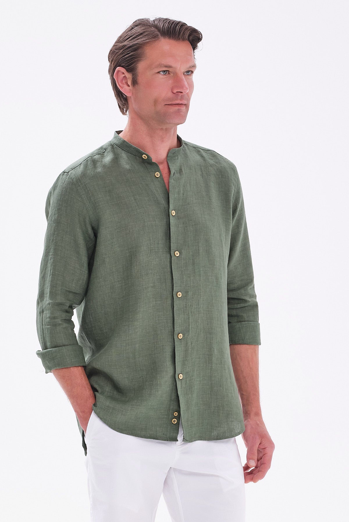 ΑΝΔΡΙΚΟ ΛΑΔΙ ΛΙΝΟ ΠΟΥΚΑΜΙΣΟ PORTOBELLO'S MODERN FIT ΜΕ MAO ΓΙΑΚΑ