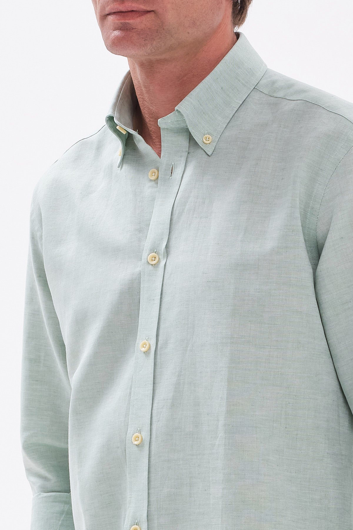 ΑΝΔΡΙΚΟ ΠΟΥΚΑΜΙΣΟ ΣΤΟ ΧΡΩΜΑ ΤΗΣ ΜΕΝΤΑΣ PORTOBELLO'S REGULAR FIT ΜΕ BUTTON DOWN ΓΙΑΚΑ