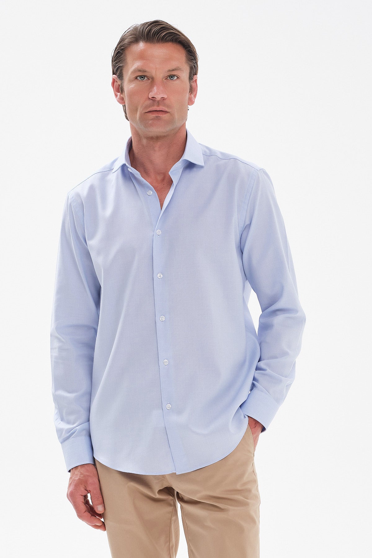 ΑΝΔΡΙΚΟ ΣΙΕΛ ΠΟΥΚΑΜΙΣΟ PORTOBELLO'S ΜΕ ΜΙΚΡΟΣΧΕΔΙΟ REGULAR FIT ΜΕ REX ΓΙΑΚΑ