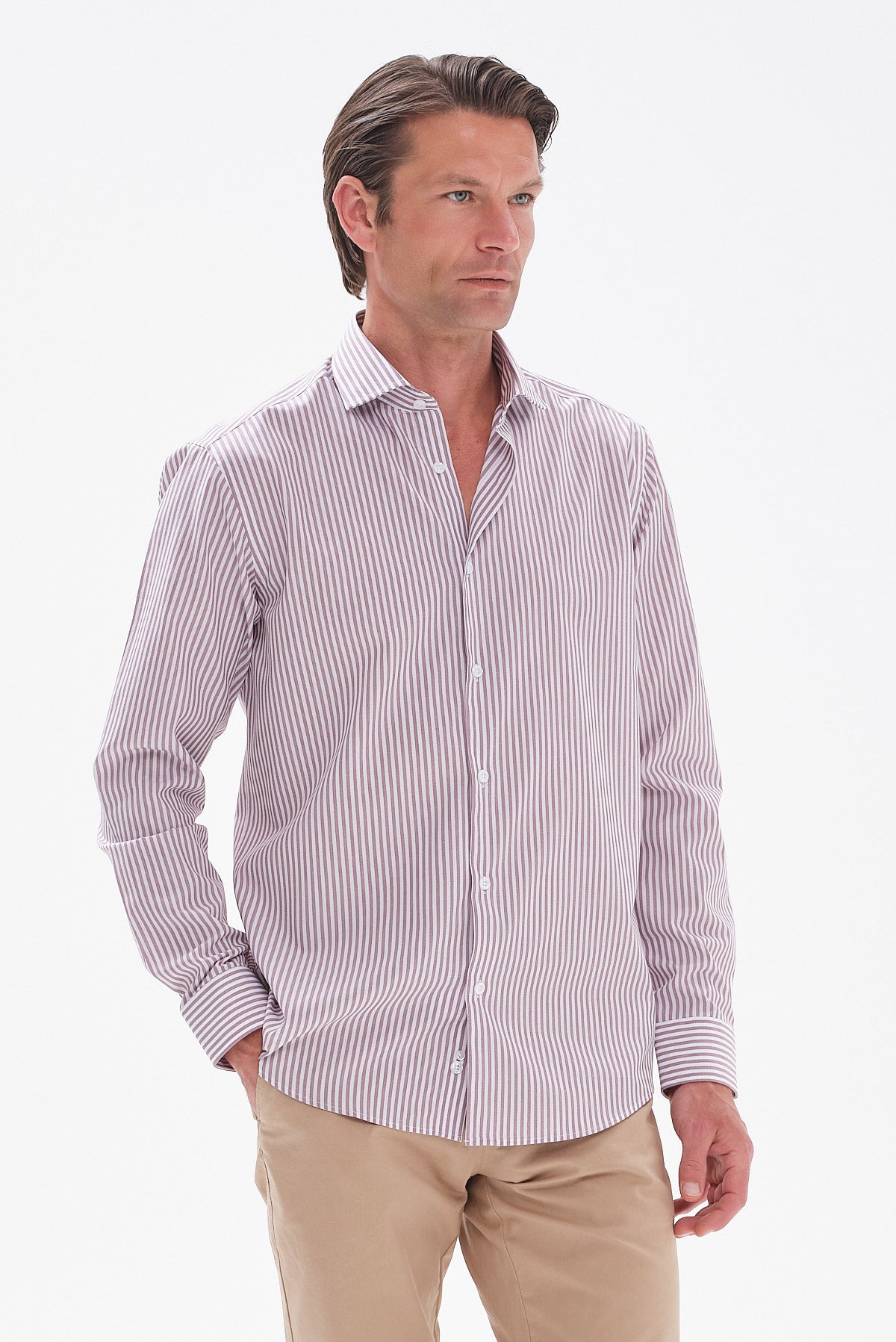 ΑΝΔΡΙΚΟ ΜΠΟΡΝΤΟ ΠΟΥΚΑΜΙΣΟ ΜΕ ΛΕΥΚΕΣ ΡΙΓΕΣ PORTOBELLO'S REGULAR FIT ΜΕ REX ΓΙΑΚΑ