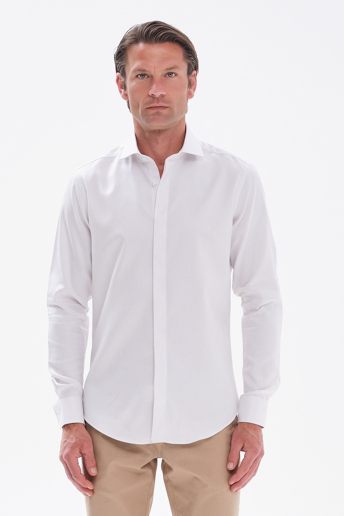 ΑΝΔΡΙΚΟ ΜΠΕΖ ΑΝΟΙΚΤΟ ΠΟΥΚΑΜΙΣΟ ΜΕ ΜΙΚΡΟΣΧΕΔΙΟ PORTOBELLO'S SLIM FIT ΜΕ REX ΓΙΑΚΑ