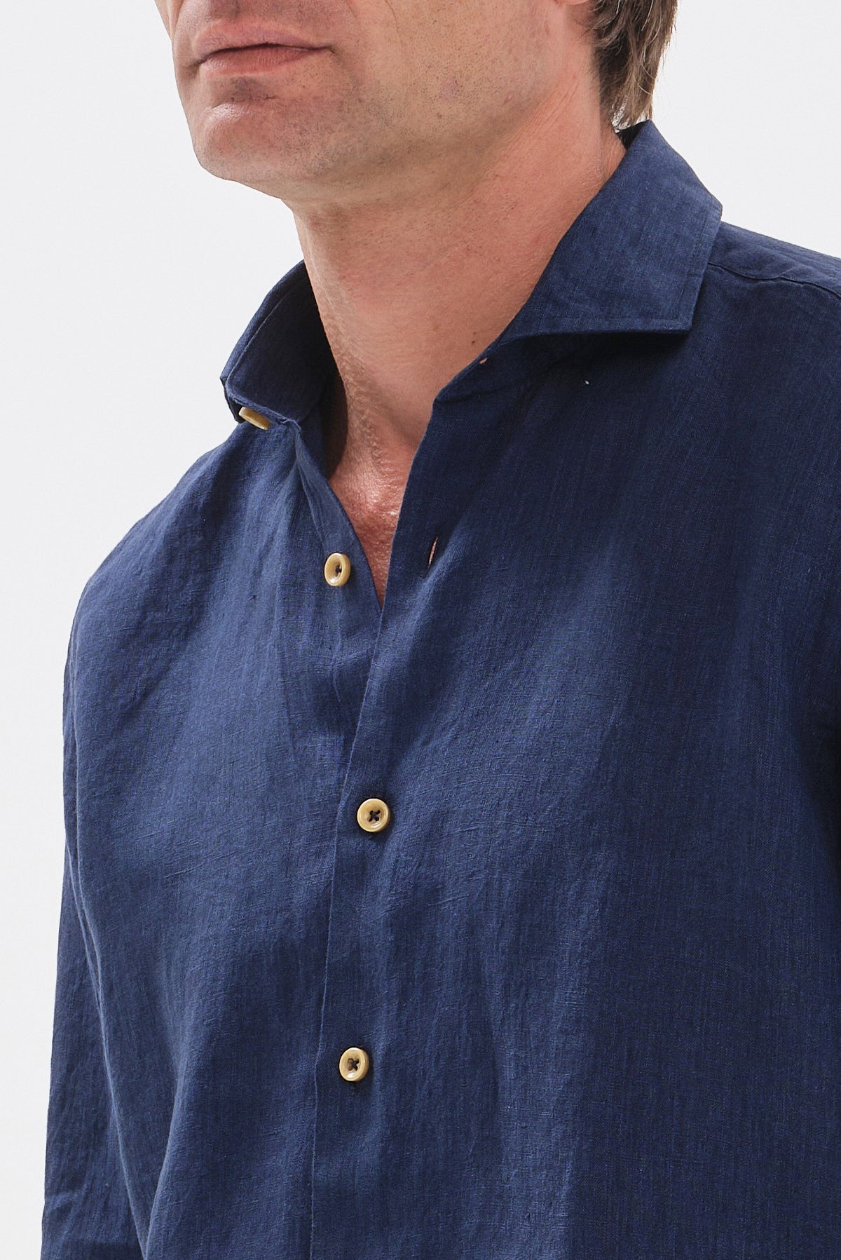 ΑΝΔΡΙΚΟ ΜΠΛΕ ΣΚΟΥΡΟ ΛΙΝΟ ΠΟΥΚΑΜΙΣΟ PORTOBELLO'S MODERN FIT ΜΕ REX ΓΙΑΚΑ