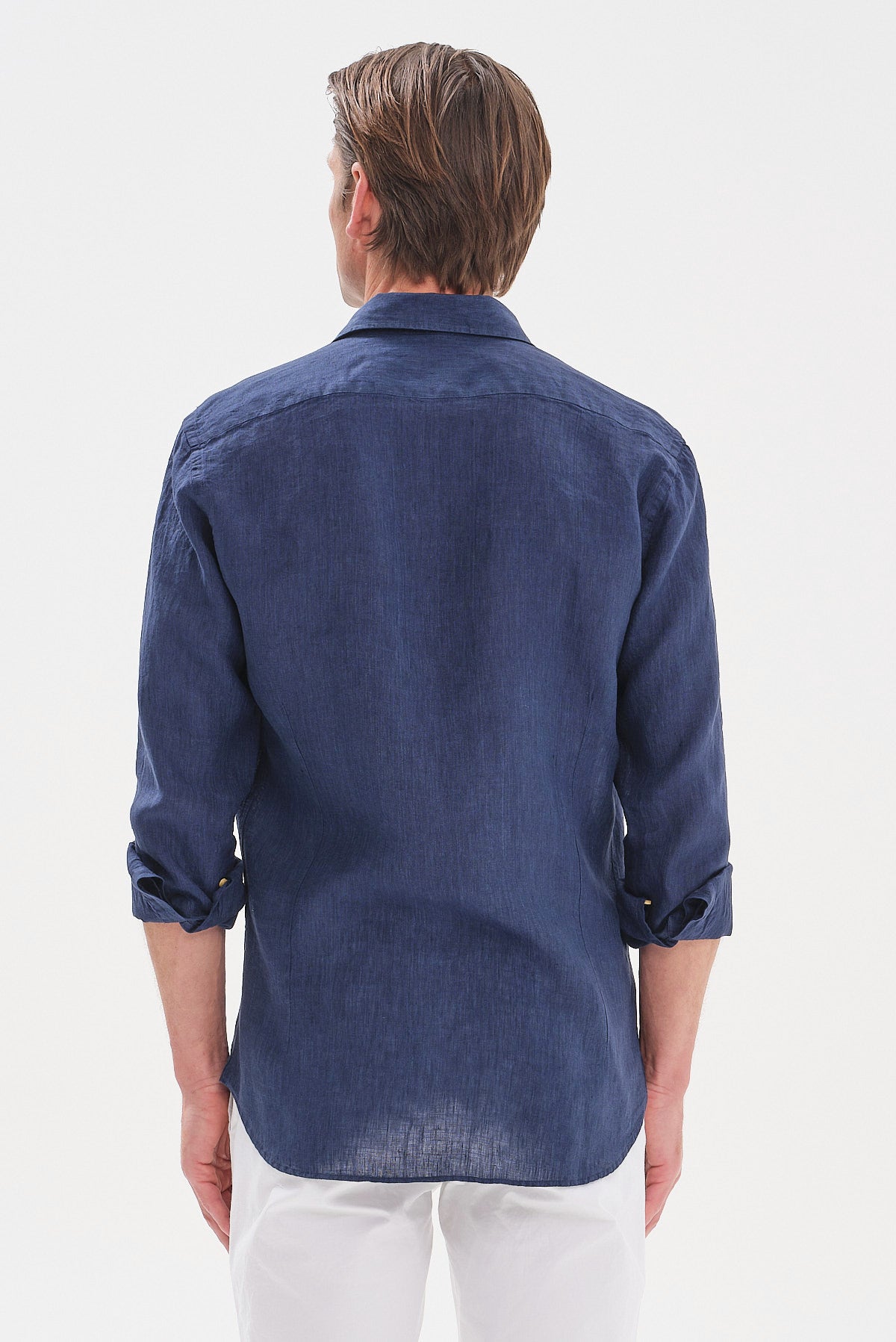 ΑΝΔΡΙΚΟ ΜΠΛΕ ΣΚΟΥΡΟ ΛΙΝΟ ΠΟΥΚΑΜΙΣΟ PORTOBELLO'S MODERN FIT ΜΕ REX ΓΙΑΚΑ