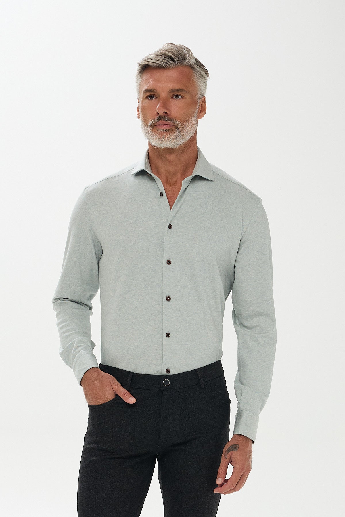 ΑΝΔΡΙΚΟ ΠΟΥΚΑΜΙΣΟ ΣΕ ΑΠΟΧΡΩΣΗ ΜΕΝΤΑ REGULAR FIT PORTOBELLO'S ΜΕ REX ΓΙΑΚΑ