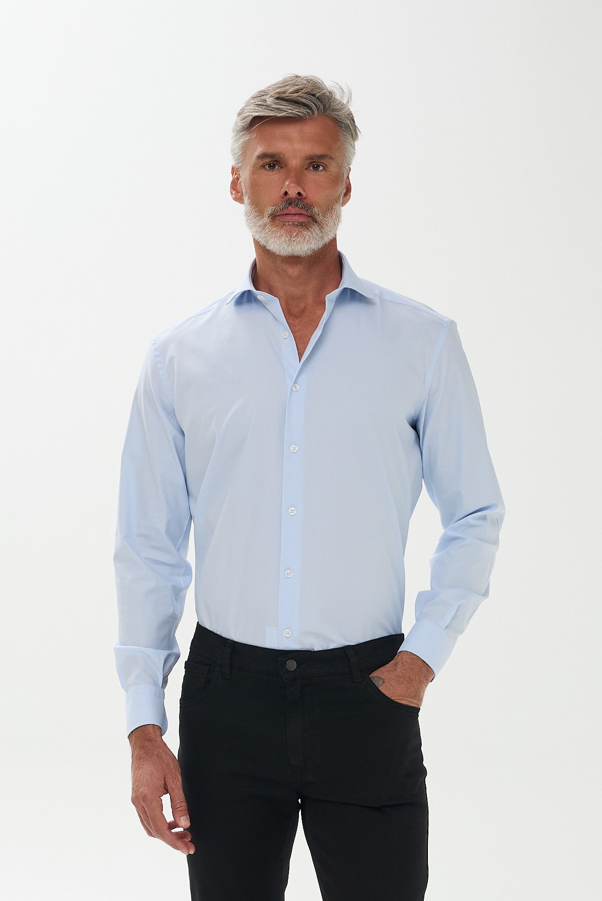 ΑΝΔΡΙΚΟ ΣΙΕΛ ΜΟΝΟΧΡΩΜΟ ΠΟΥΚΑΜΙΣΟ ΜΕ REX ΓΙΑΚΑ PORTOBELLO'S REGULAR FIT