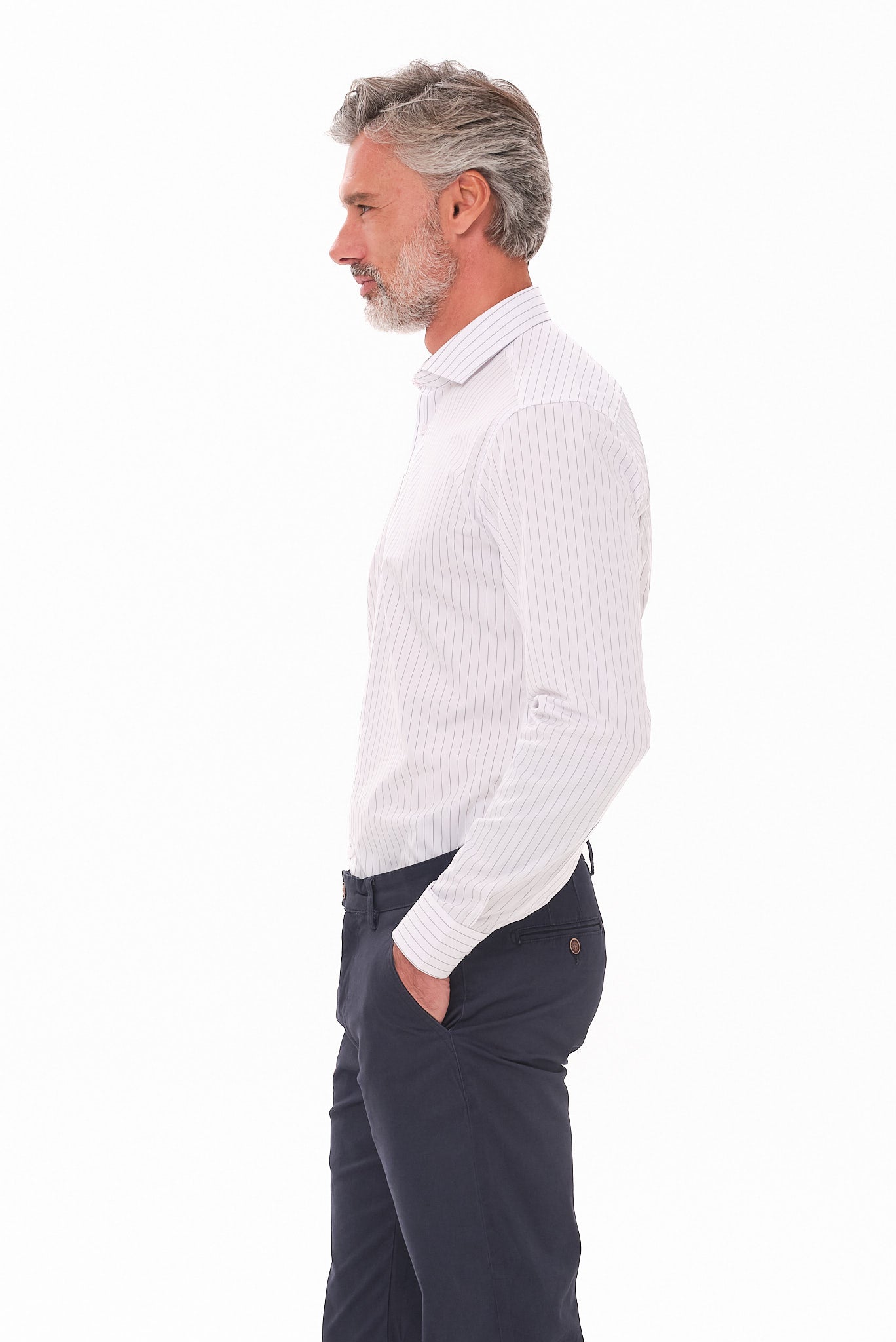 ΑΝΔΡΙΚΟ ΑΣΠΡΟ ΜΑΥΡΟ ΡΙΓΕ ΠΟΥΚΑΜΙΣΟ PORTOBELLO'S ΜΕ REX ΓΙΑΚΑ SLIM FIT